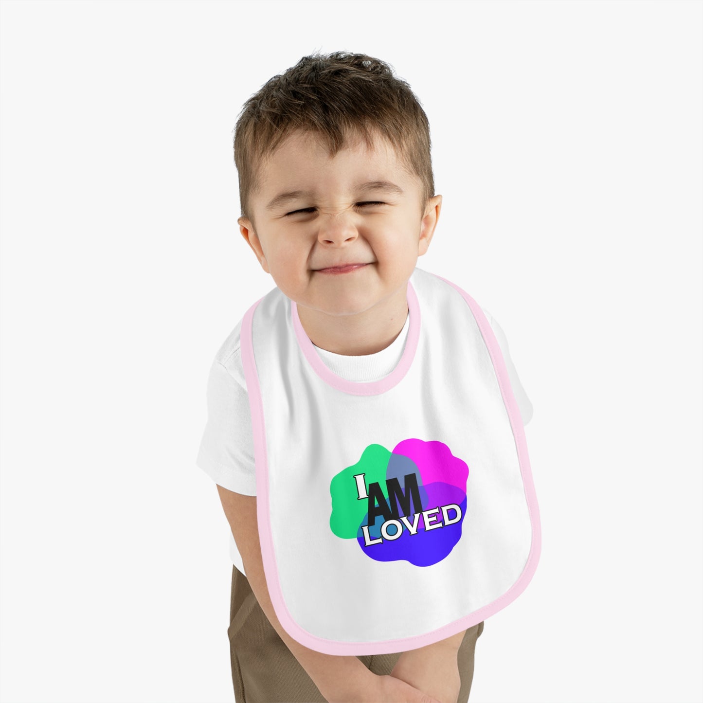 Baby Contrast Trim Jersey Bib - I am Loved 1