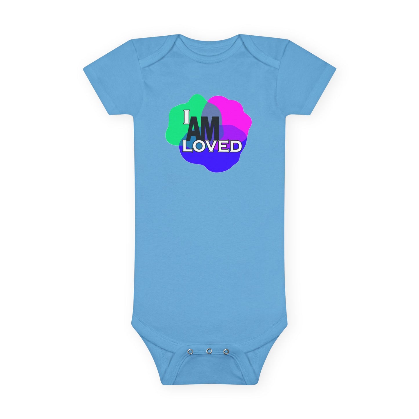 Baby Short Sleeve Onesie® - "I Am Loved" (Multicolor with pink)