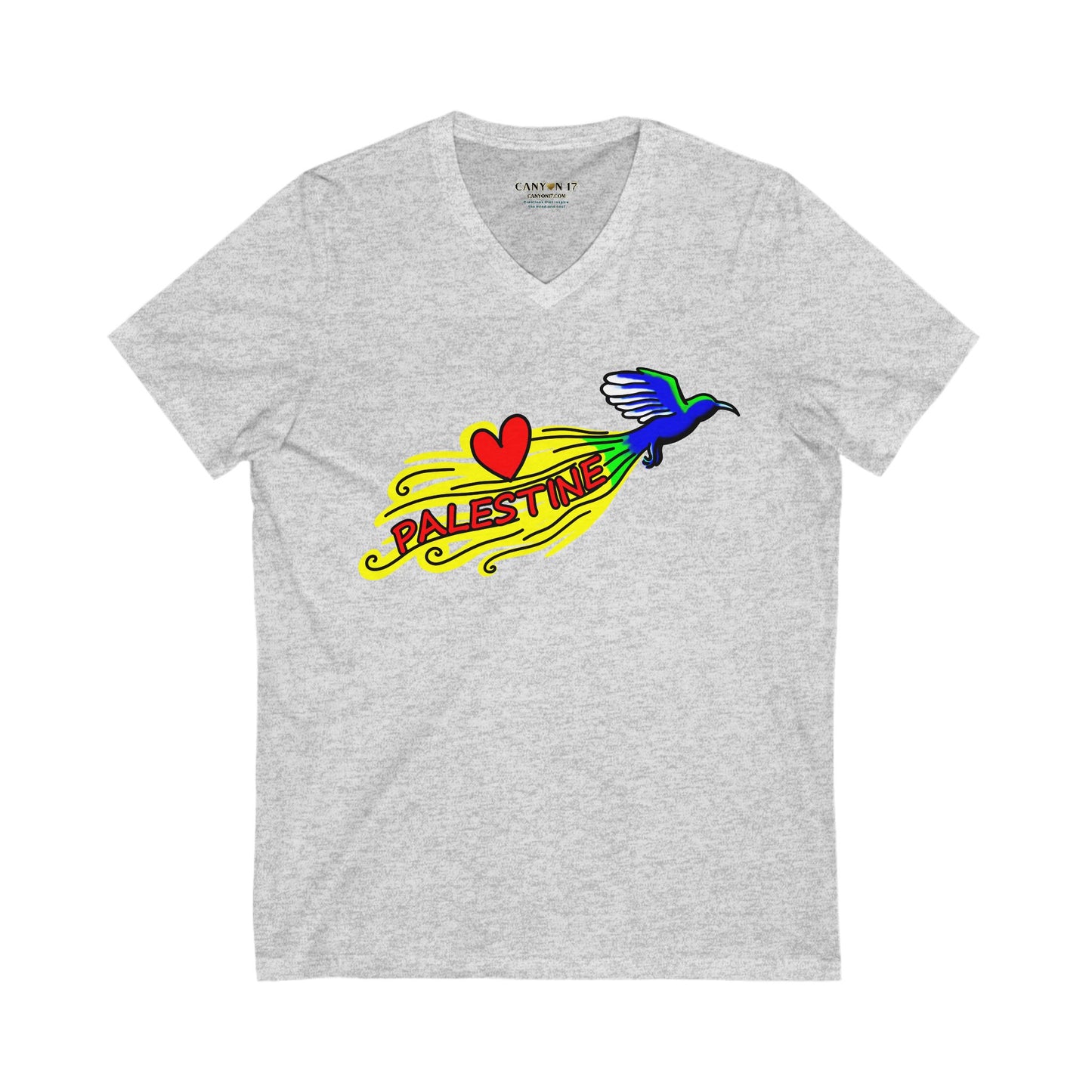 Unisex Jersey Short Sleeve V-Neck Tee - Love Palestine