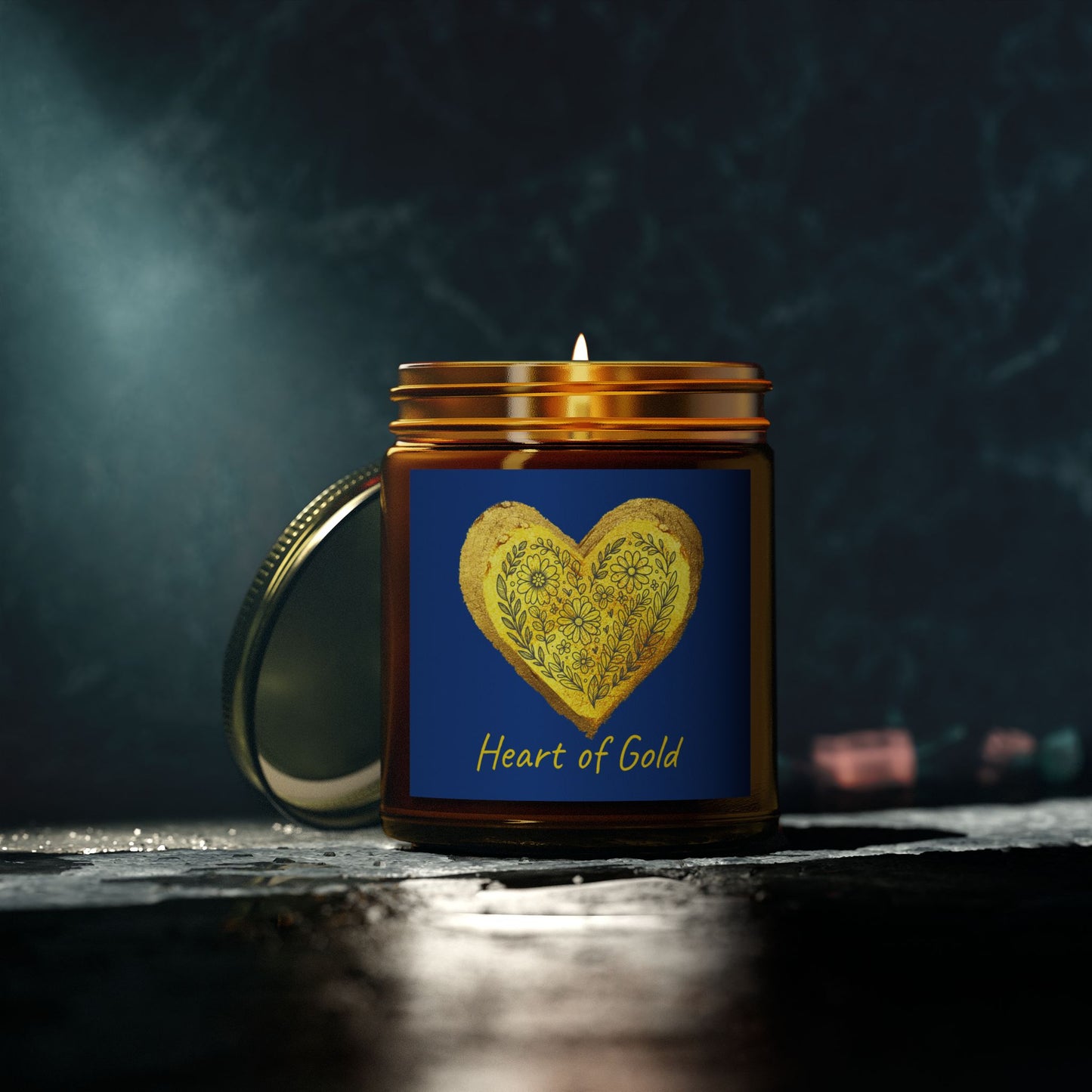 Scented Candle, Coconut Apricot Wax (9oz) - Dark Blue