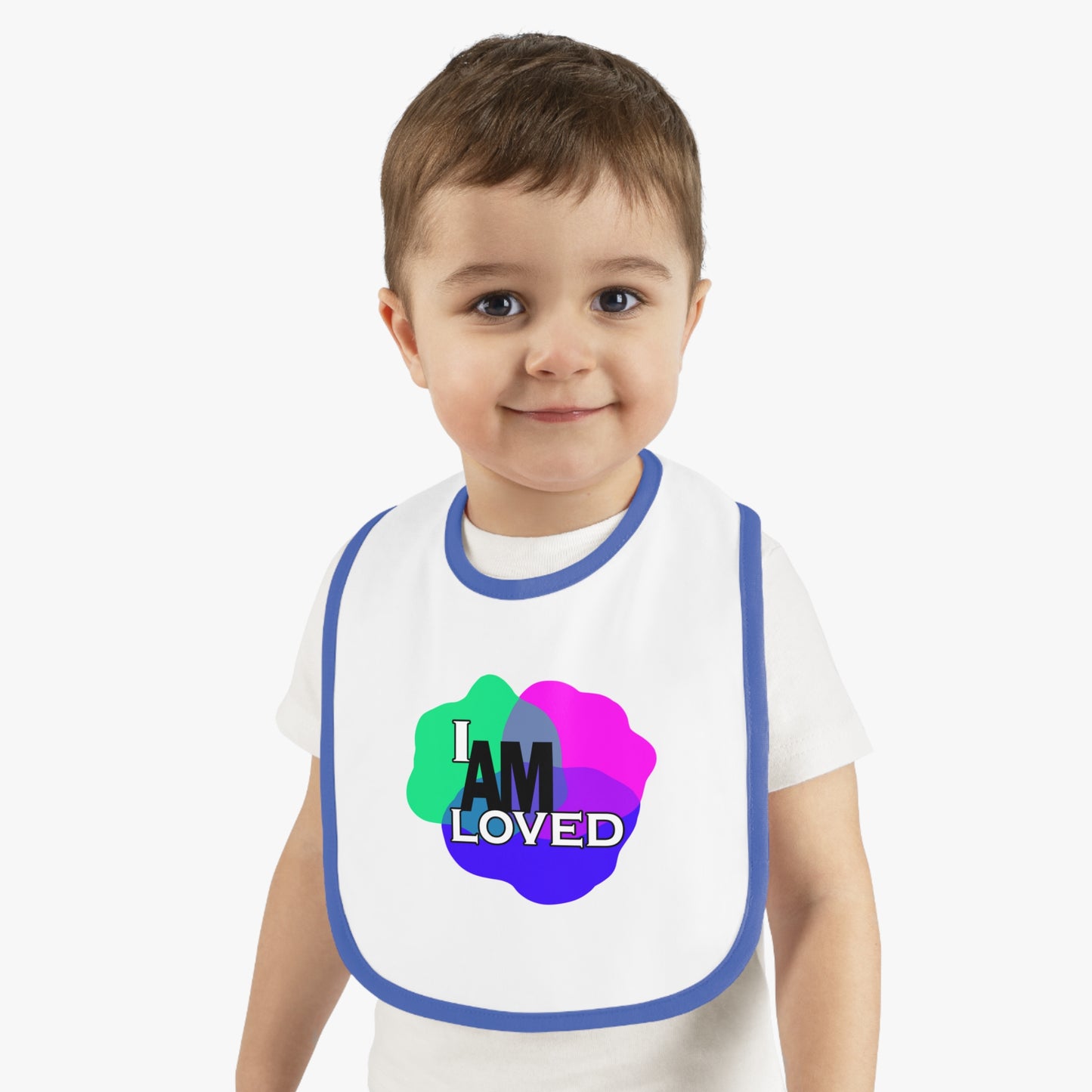 Baby Contrast Trim Jersey Bib - I am Loved 1