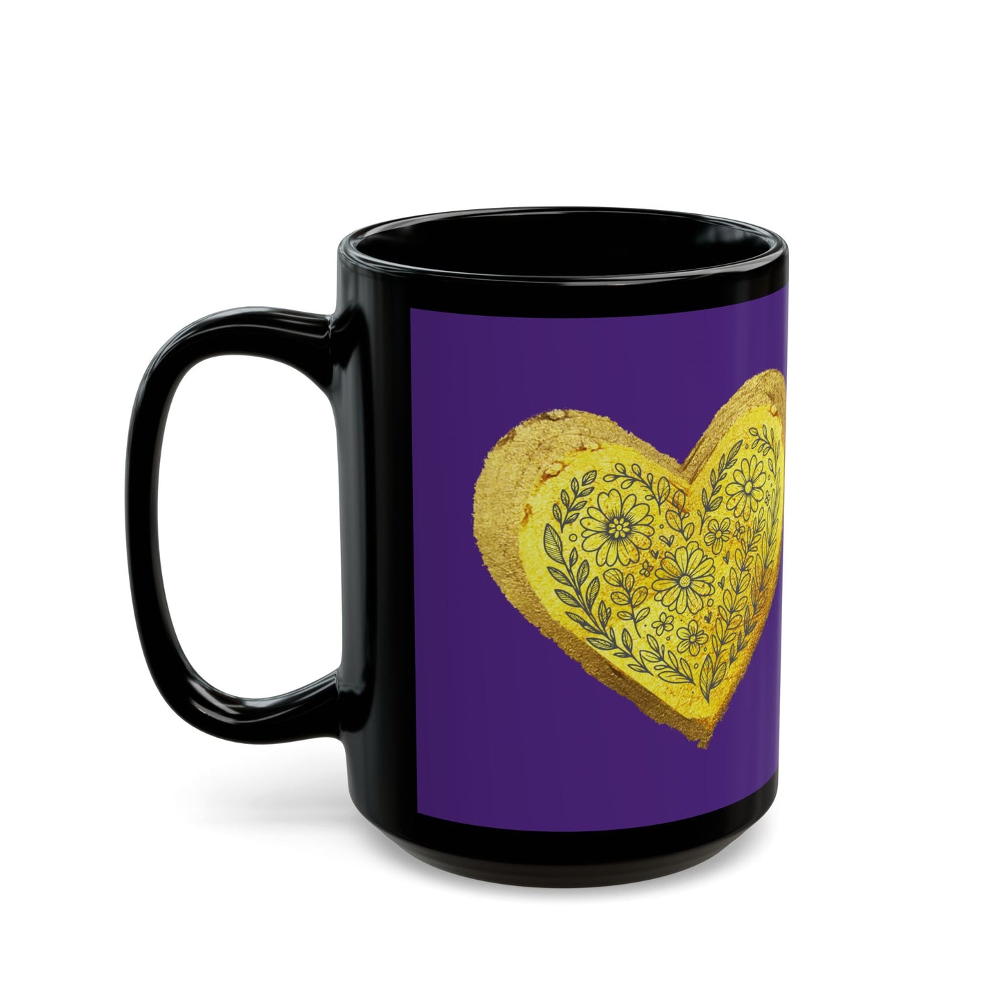 Purple on Black Mug - Heart of Gold (15oz)