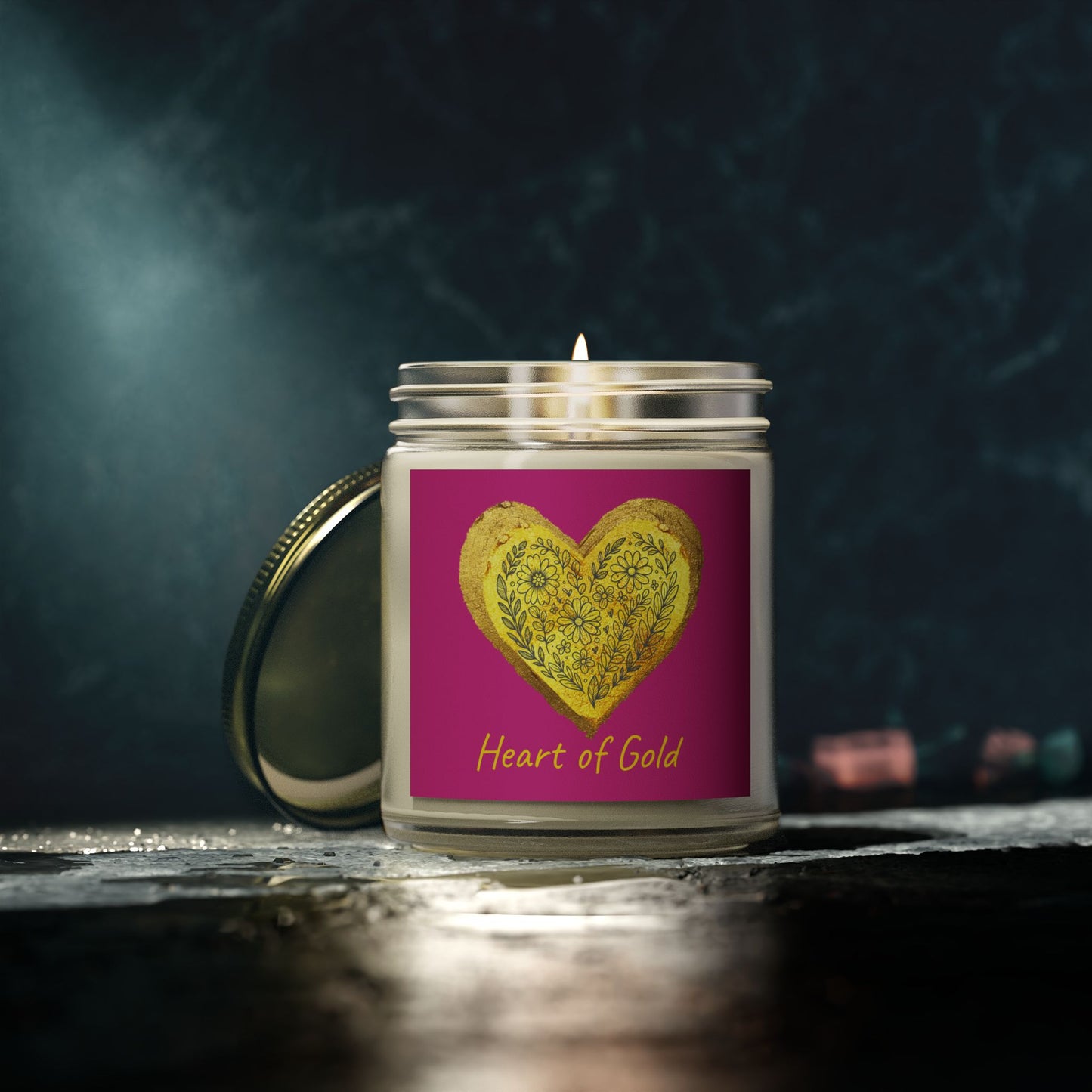 Scented Candle, Coconut Apricot Wax (9oz) - Pink