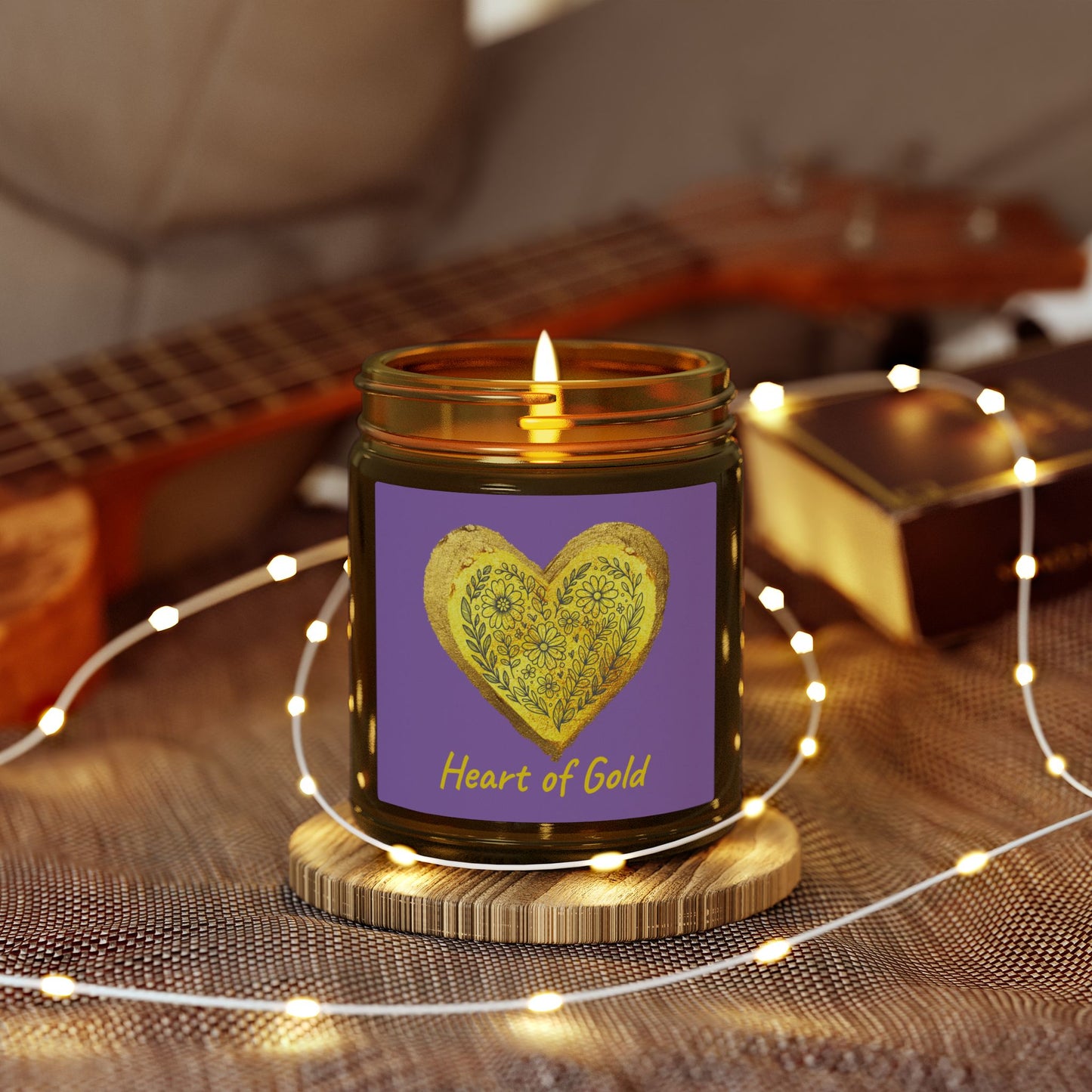 Scented Candle, Coconut Apricot Wax (9oz) - Light Purple