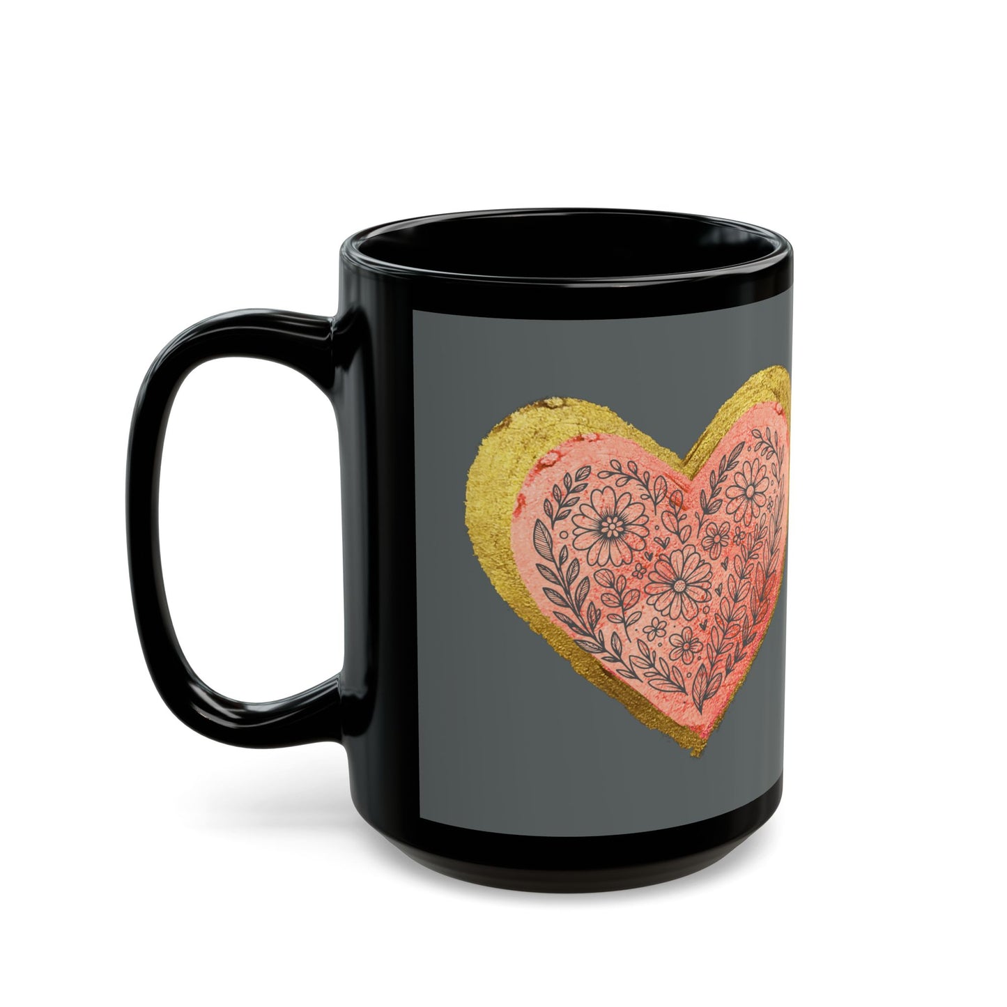 Gray on Black Mug - Follow your heart (15oz)