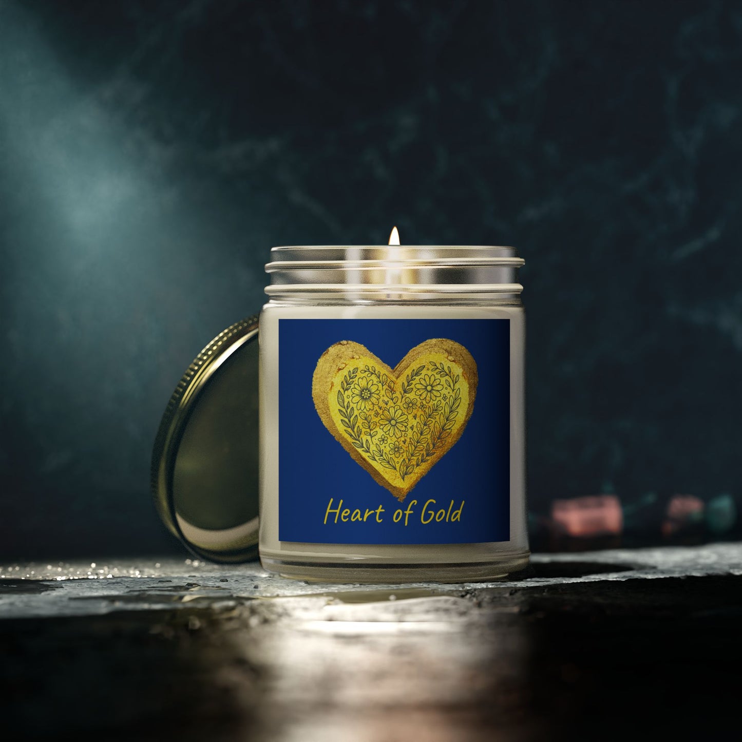 Scented Candle, Coconut Apricot Wax (9oz) - Dark Blue