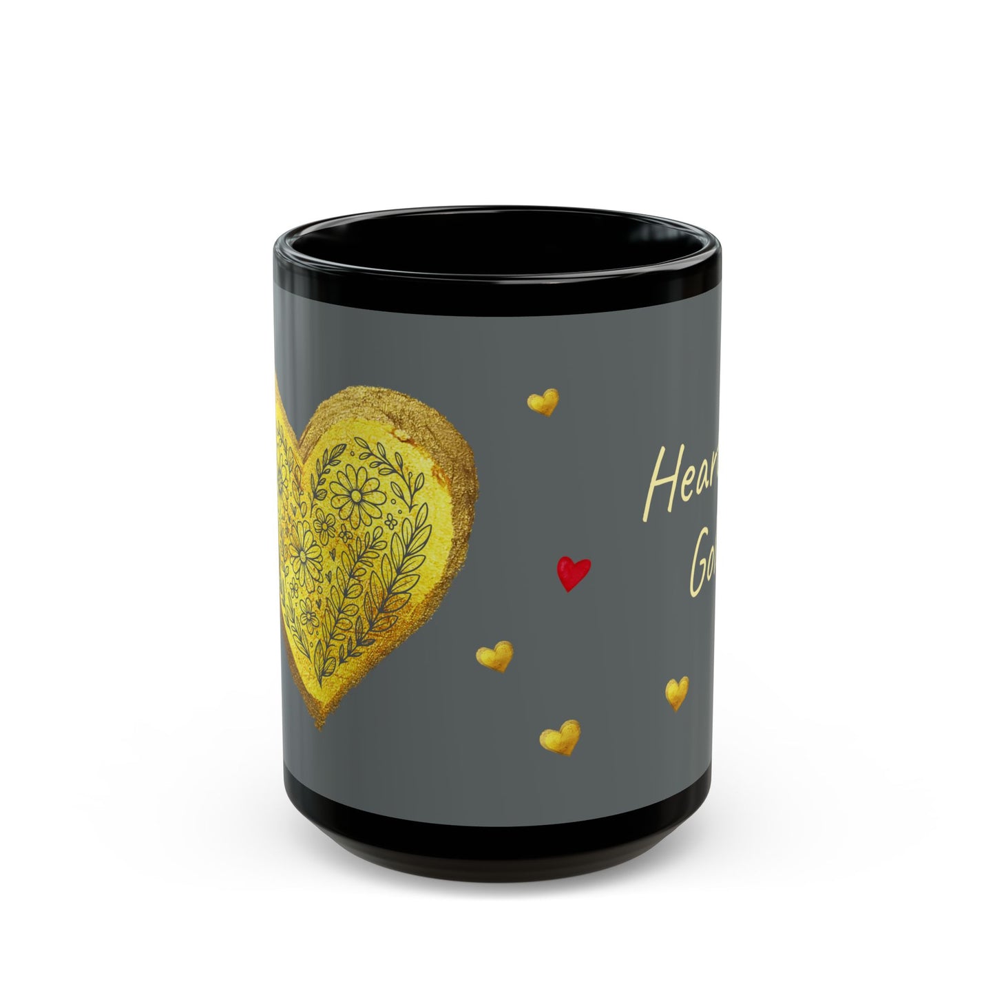 Gray on Black Mug - Heart of Gold (15oz)