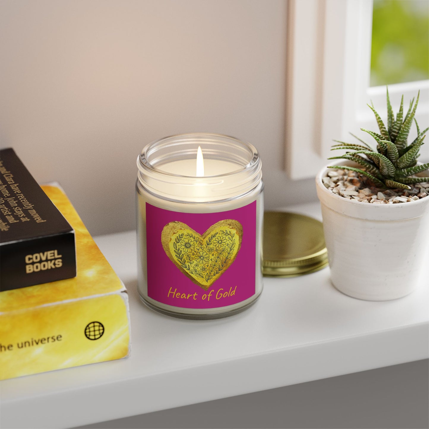Scented Candle, Coconut Apricot Wax (9oz) - Pink