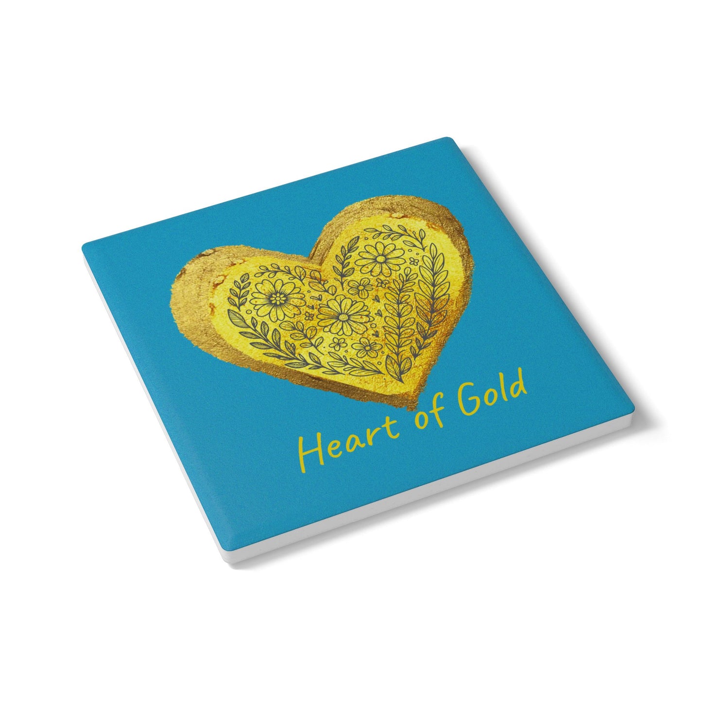 Turquoise Ceramic Coaster - Heart of Gold