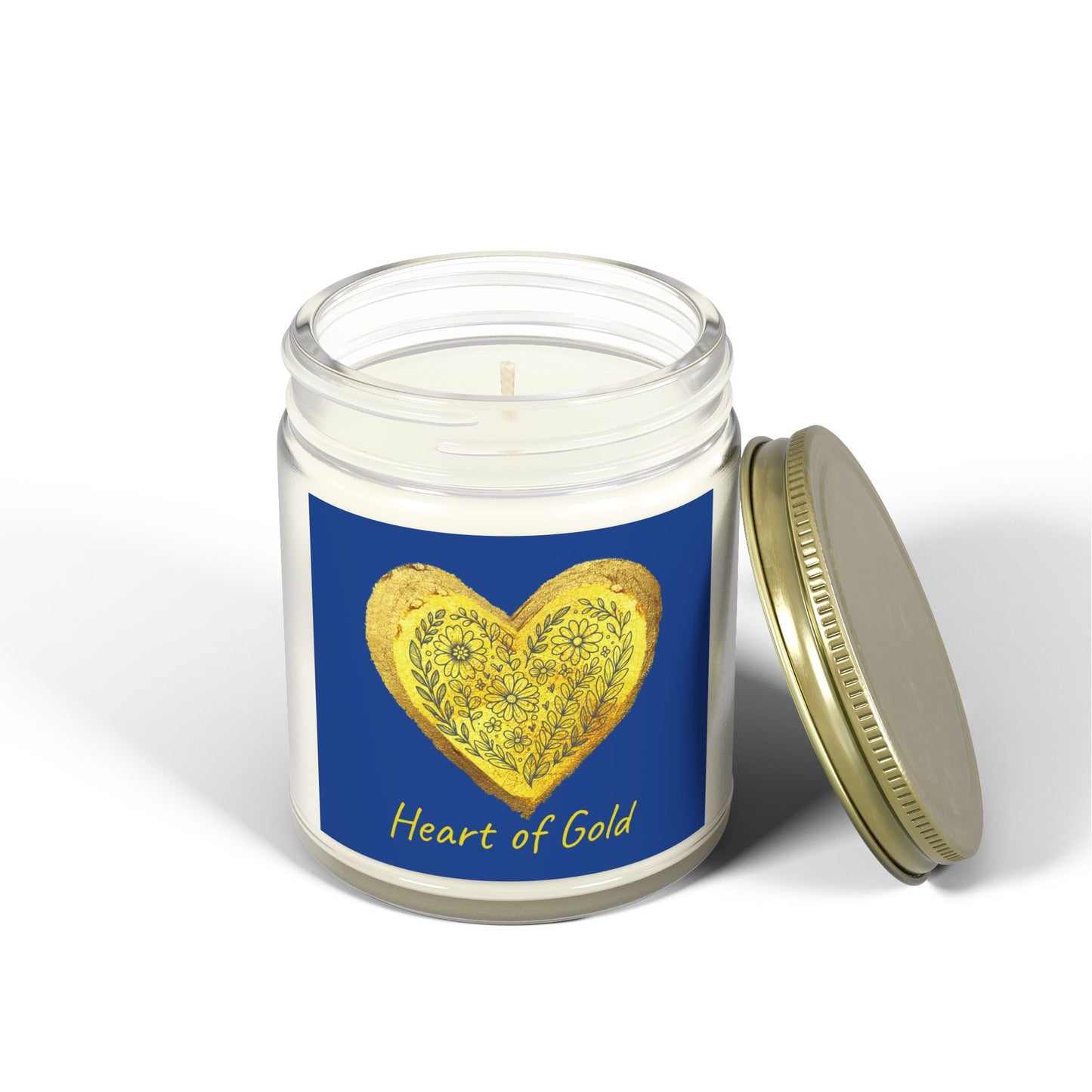 Scented Candle, Coconut Apricot Wax (9oz) - Dark Blue