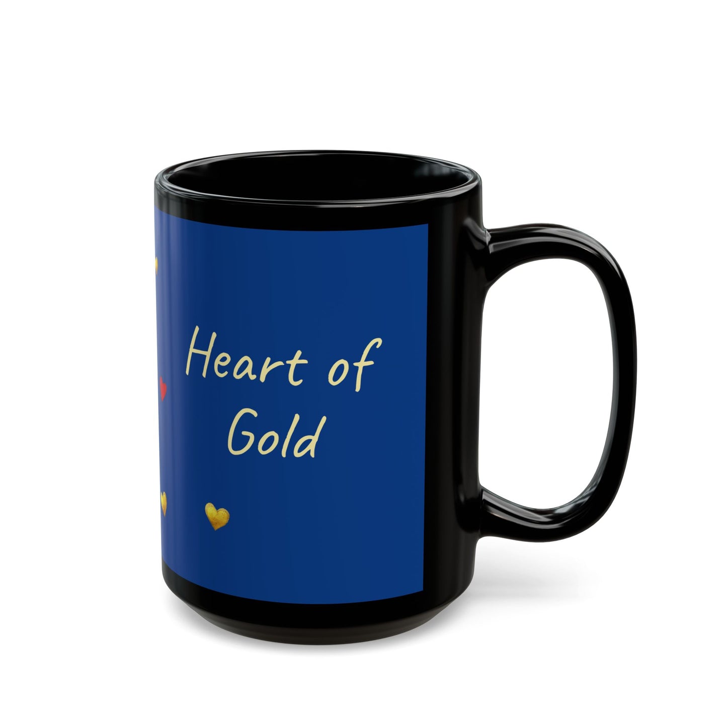 Dark Blue on Black Mug - Heart of Gold (15oz)
