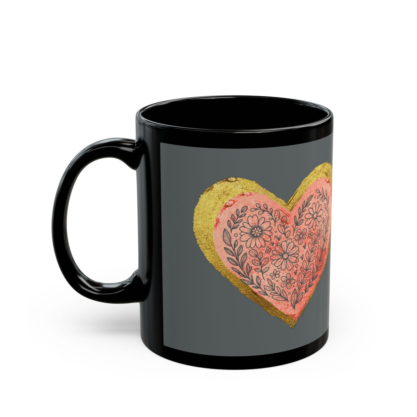 Gray on Black Mug - Follow your heart (11oz)