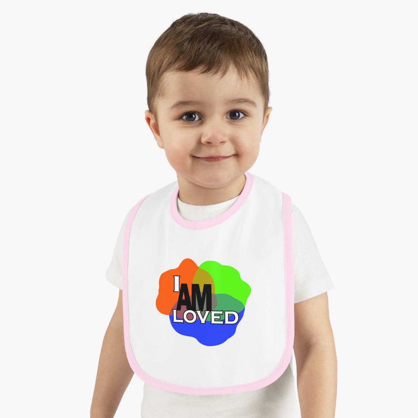 Baby Contrast Trim Jersey Bib - I am Loved 2