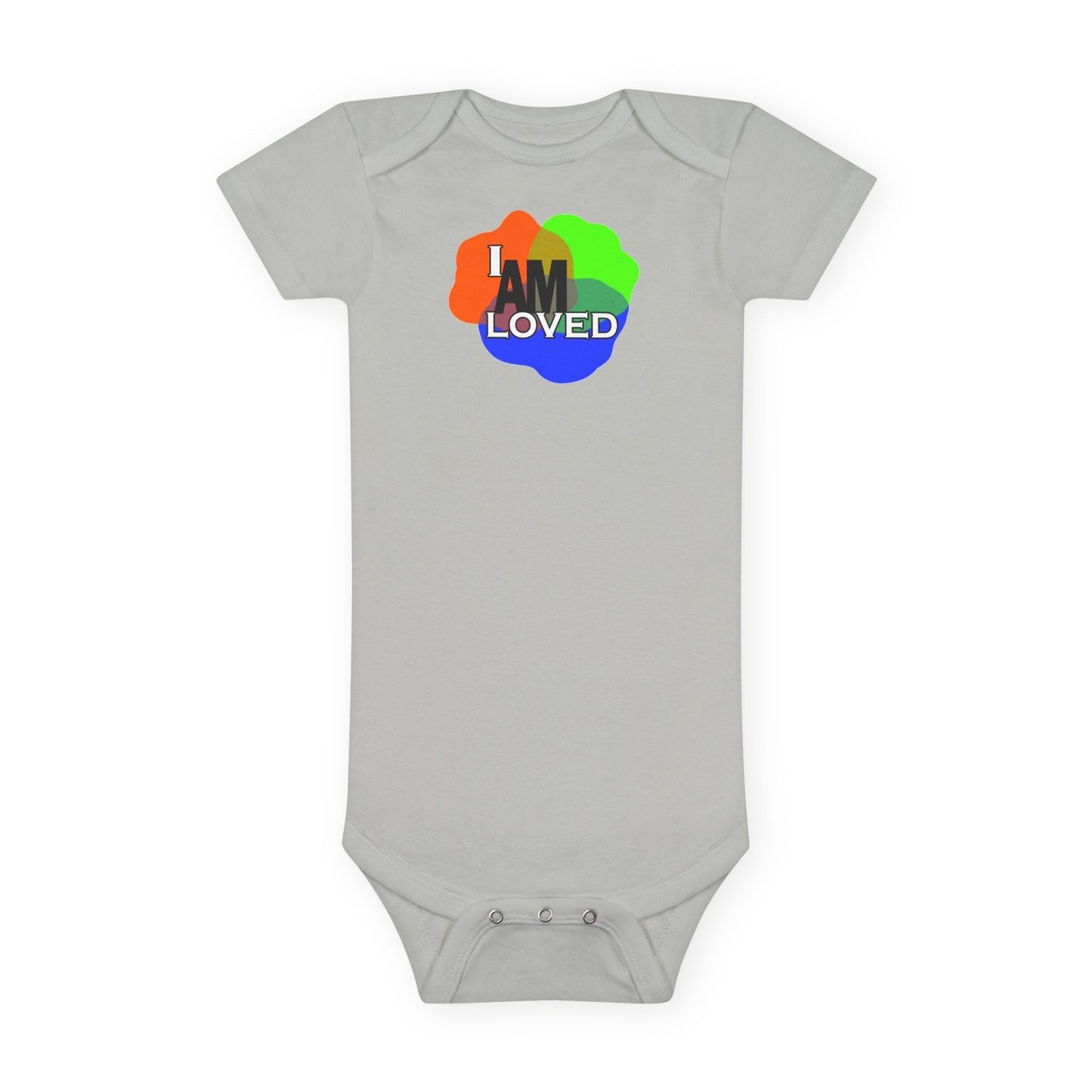 Baby Short Sleeve Onesie® - I Am Loved (Multicolor with green)