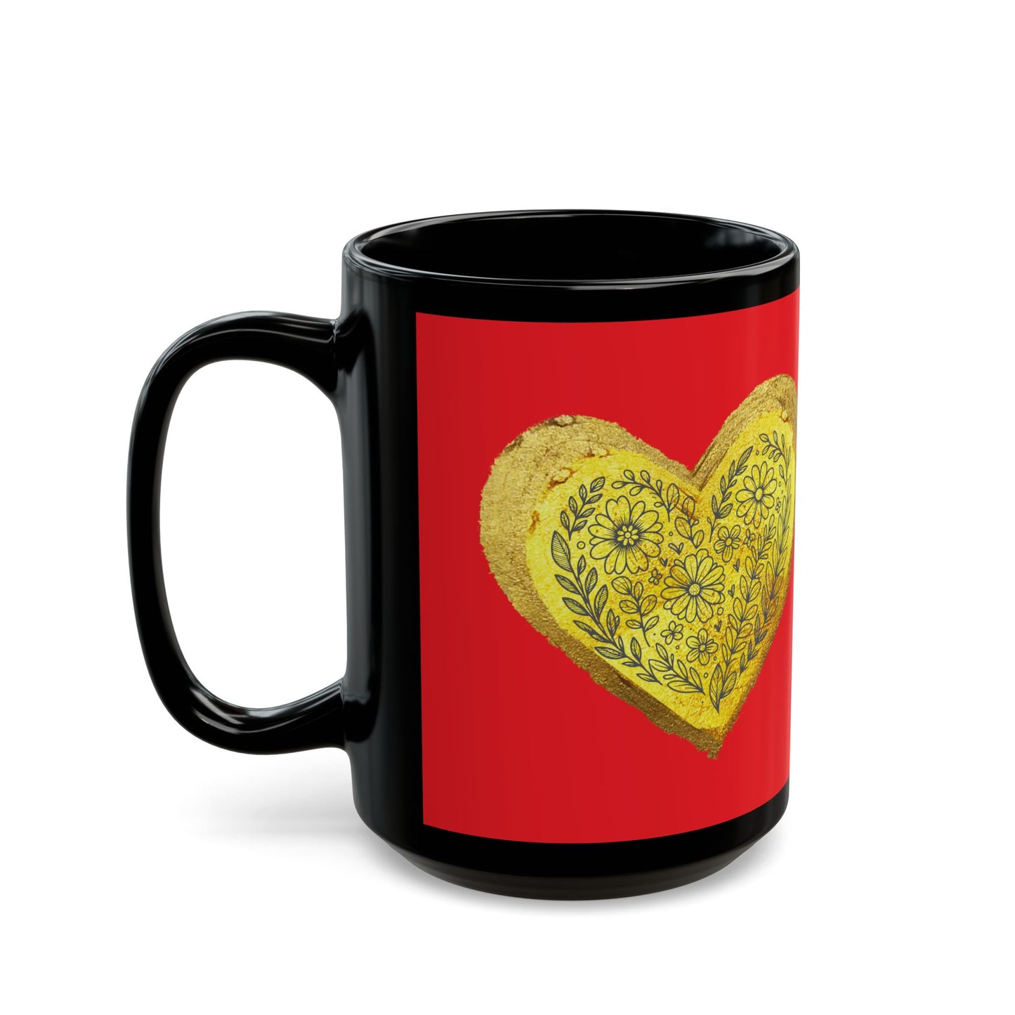 Red on Black Mug - Heart of Gold (15oz)