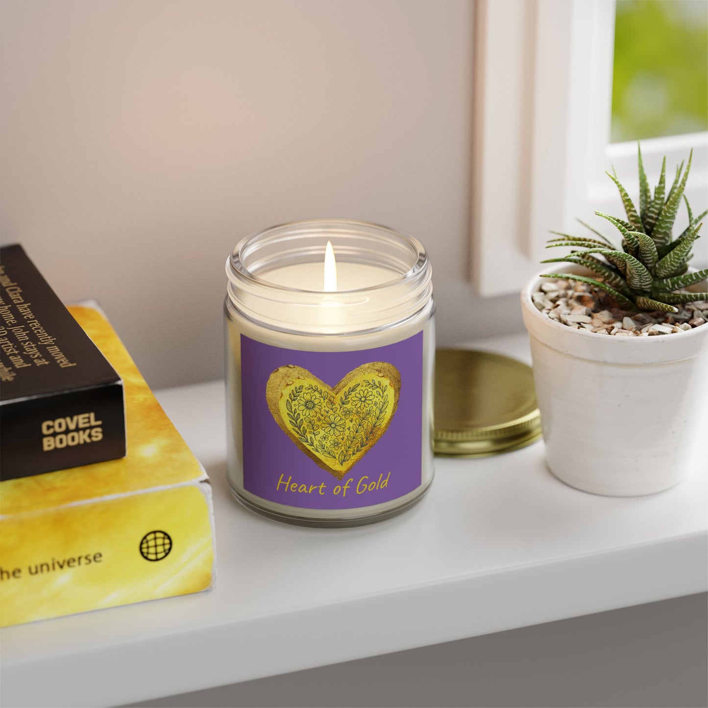 Scented Candle, Coconut Apricot Wax (9oz) - Light Purple