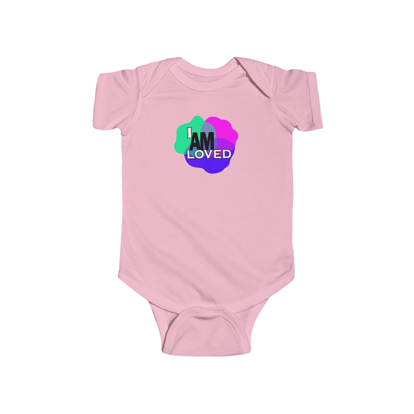 Infant Fine Jersey Bodysuit - I Am Loved (Multicolor with pink)