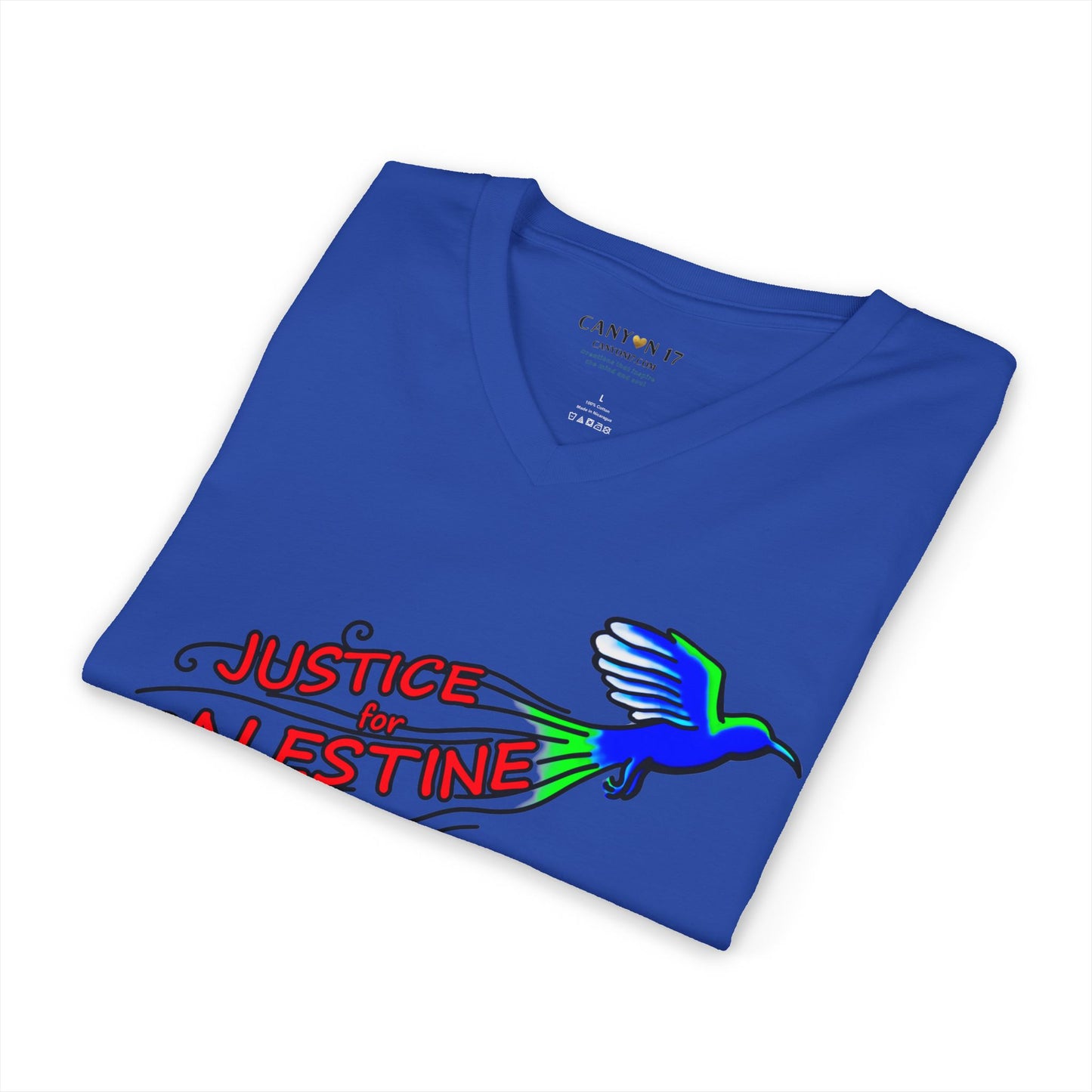 Unisex Jersey Short Sleeve V-Neck Tee - Justice for Palestine