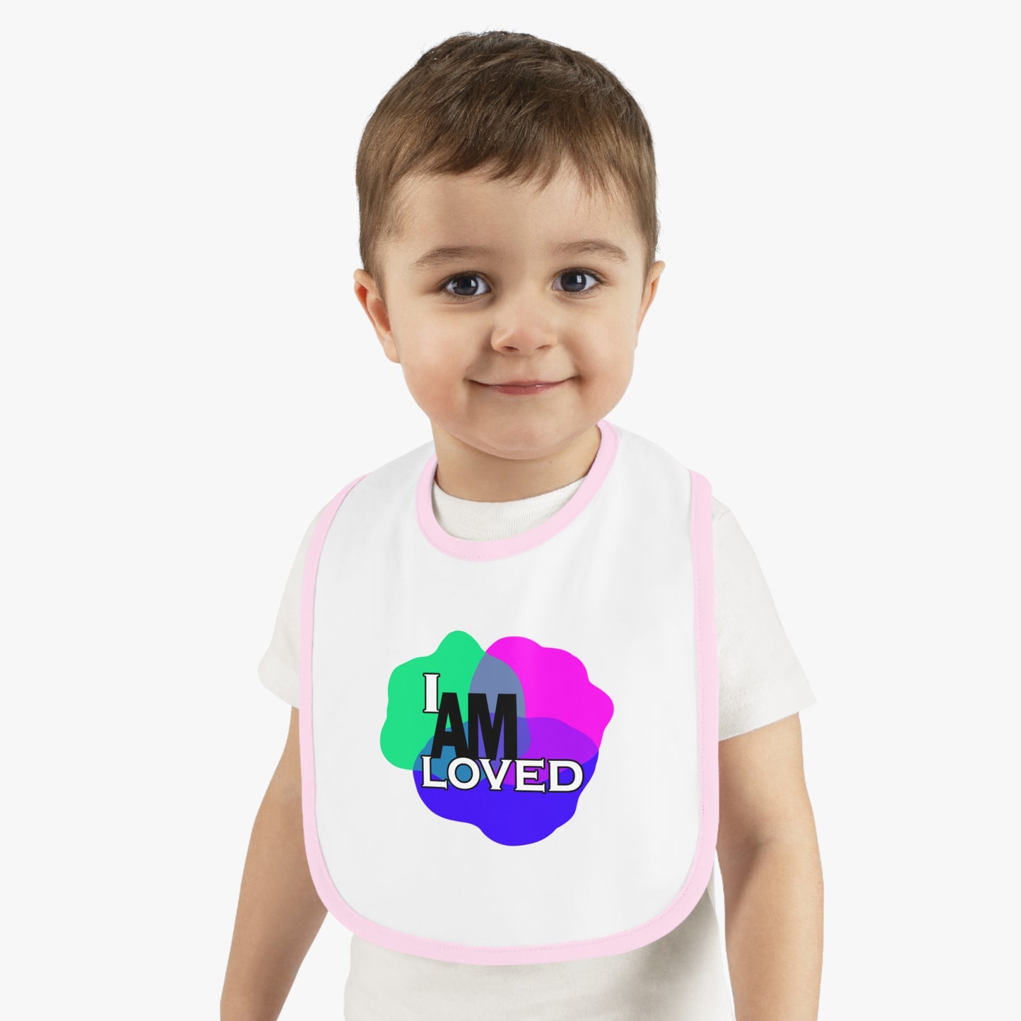 Baby Contrast Trim Jersey Bib - I am Loved 1