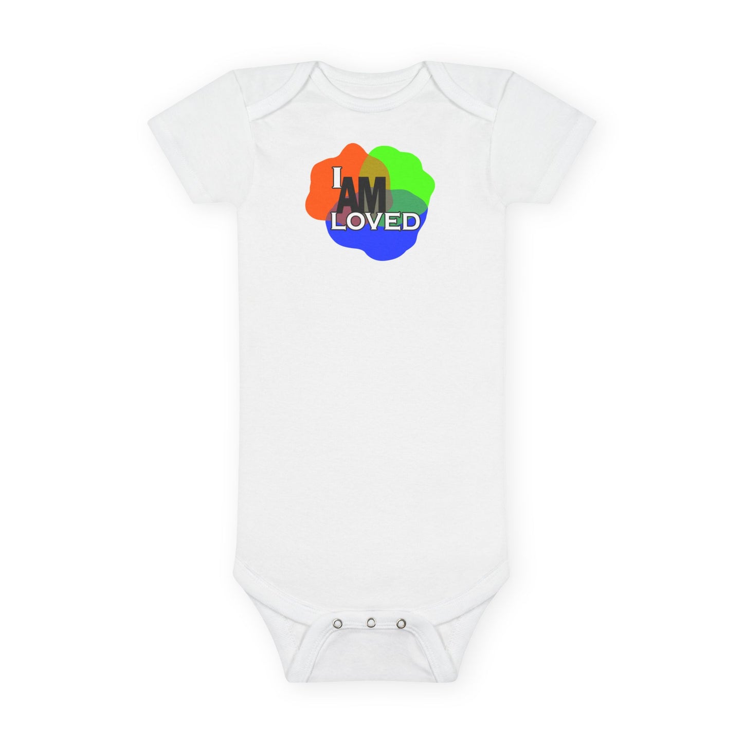 Baby Short Sleeve Onesie® - I Am Loved (Multicolor with green)