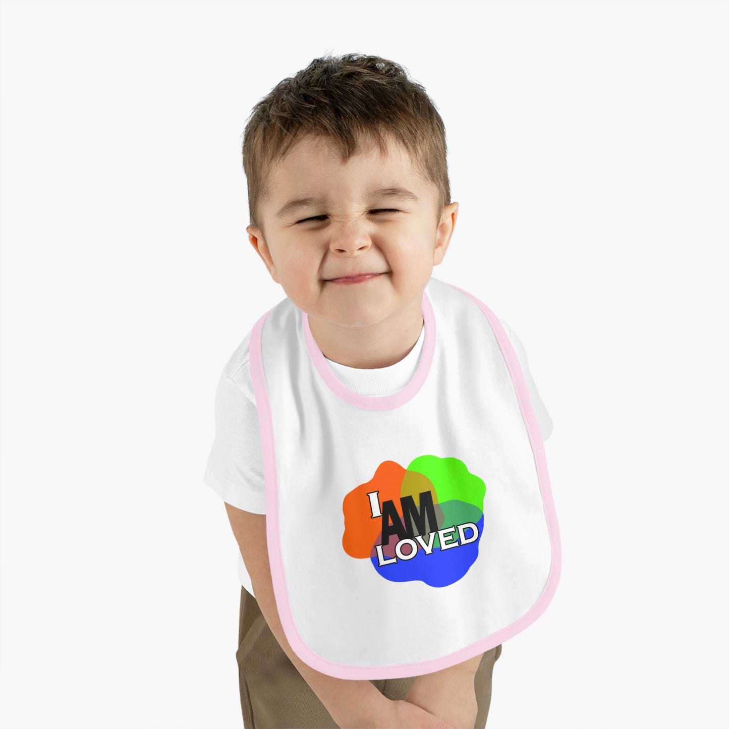Baby Contrast Trim Jersey Bib - I am Loved 2