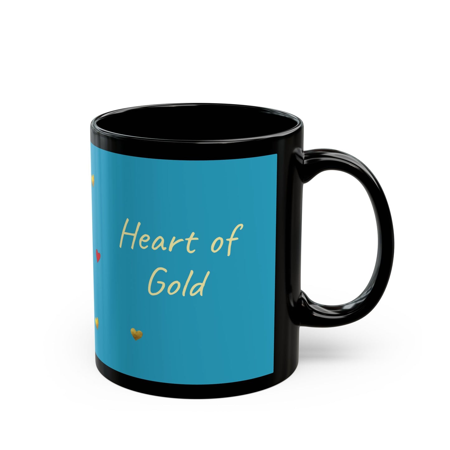 Turquoise on Black Mug - Heart of Gold (11oz)