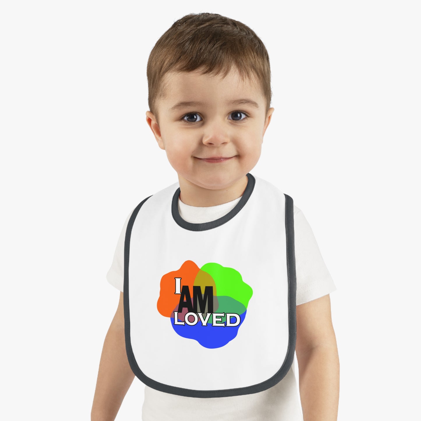 Baby Contrast Trim Jersey Bib - I am Loved 2