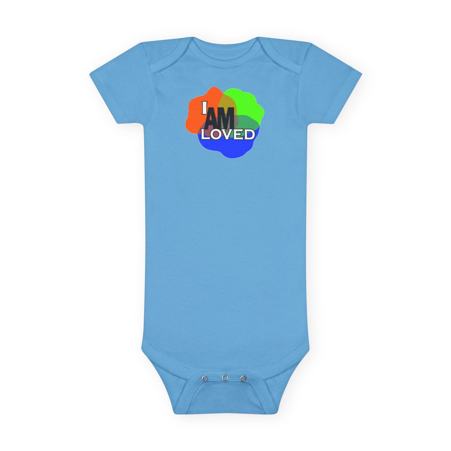 Baby Short Sleeve Onesie® - I Am Loved (Multicolor with green)