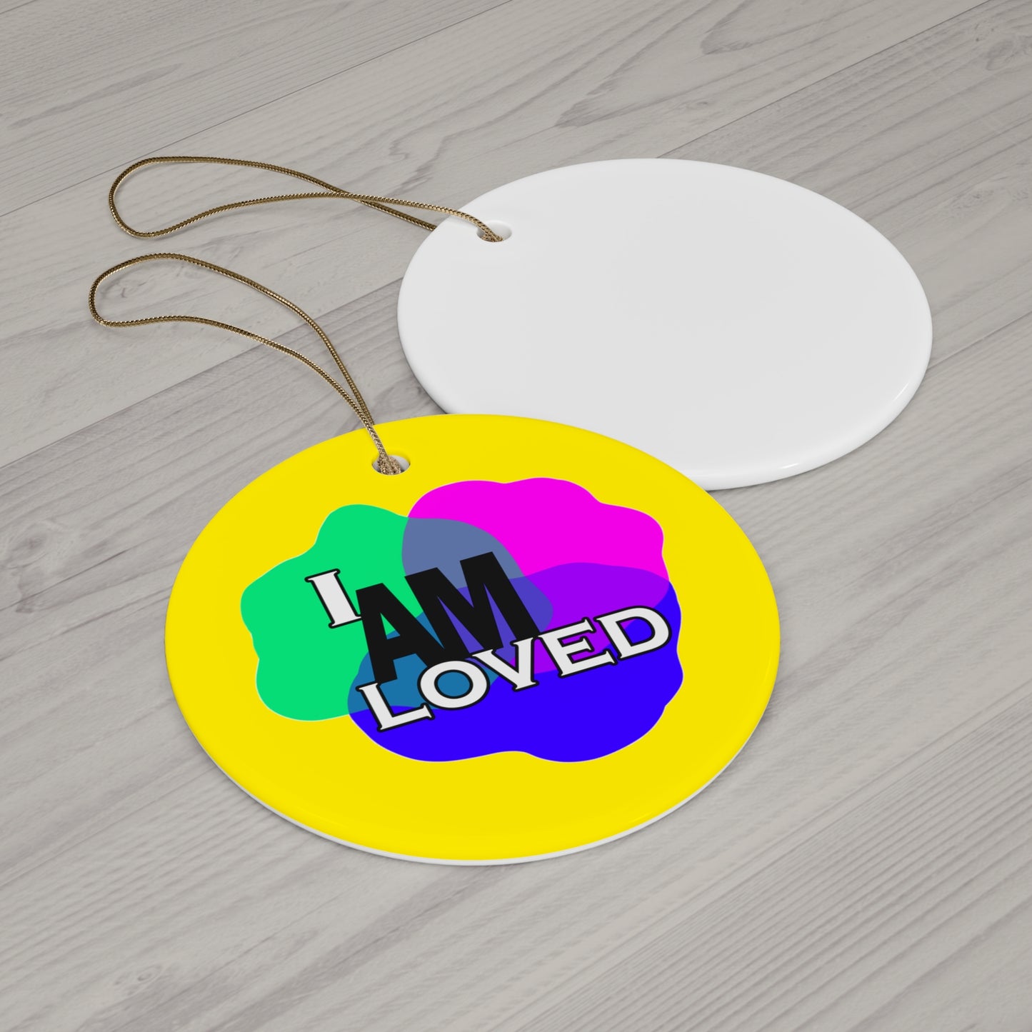 Ceramic Decor (Yellow Circle) - "I Am Loved"