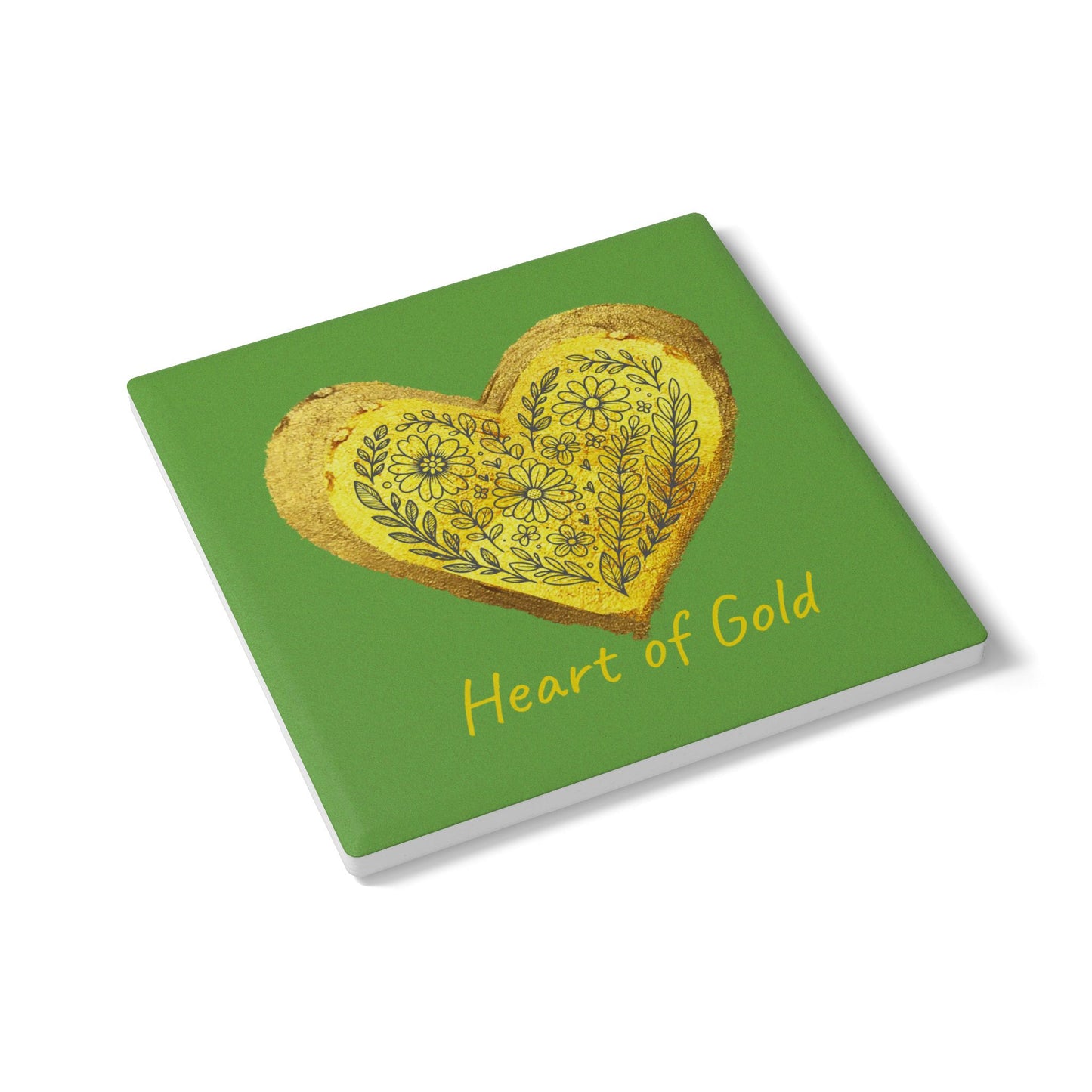Green Ceramic Coaster - Heart of Gold