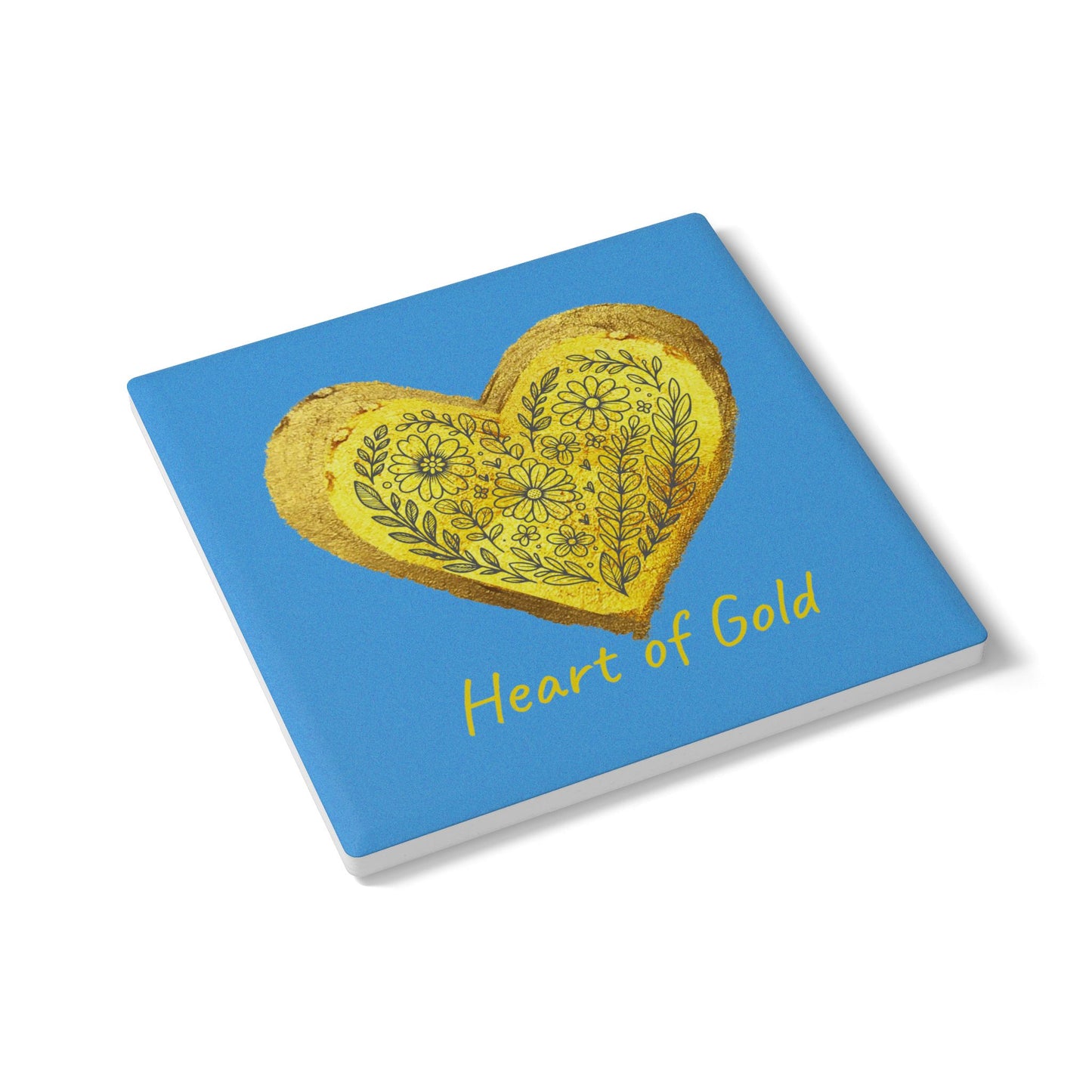 Blue Ceramic Coaster - Heart of Gold