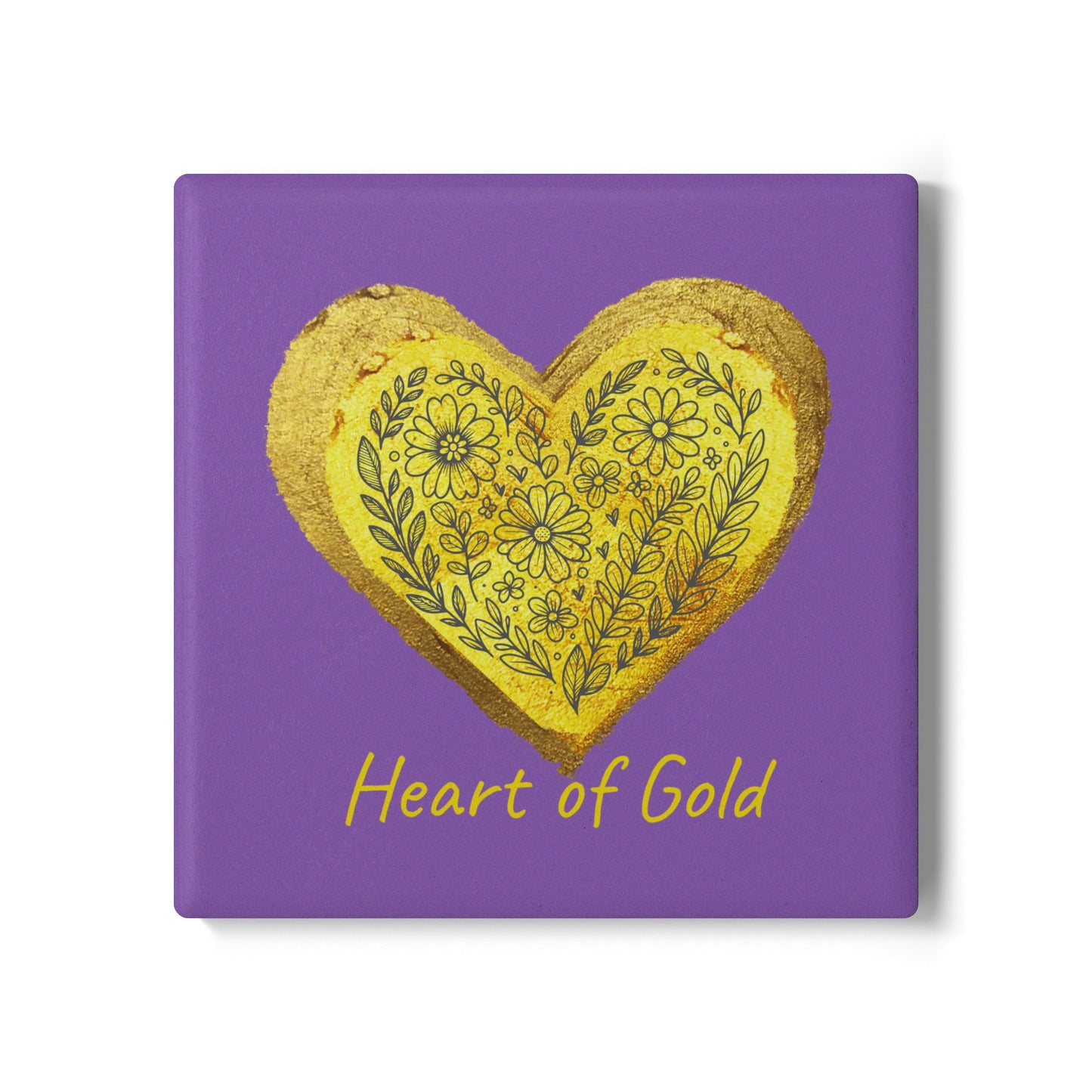 Purple Ceramic Coaster - Heart of Gold