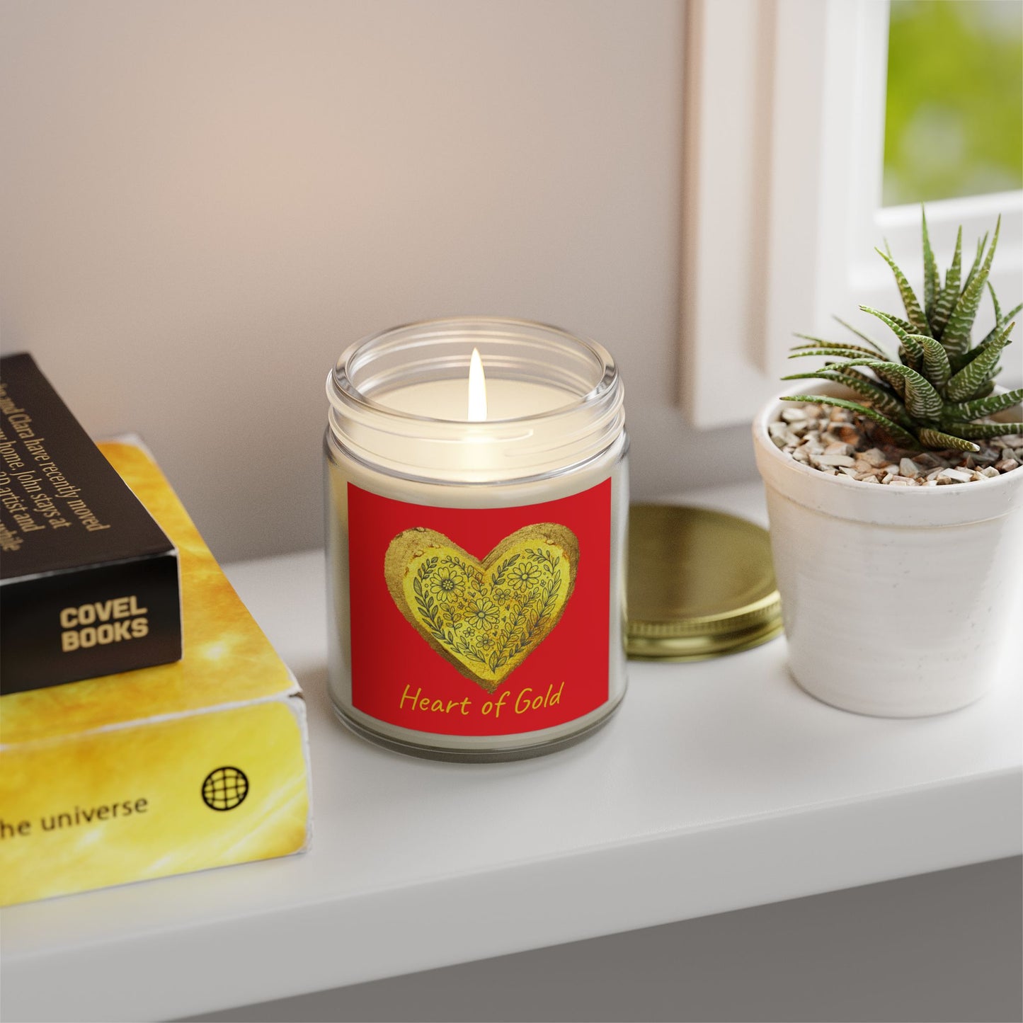 Scented Candle, Coconut Apricot Wax (9oz) - Red