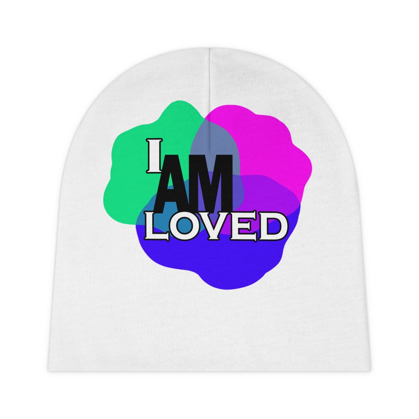 "I Am Loved" Baby Beanie (Multicolor with pink)
