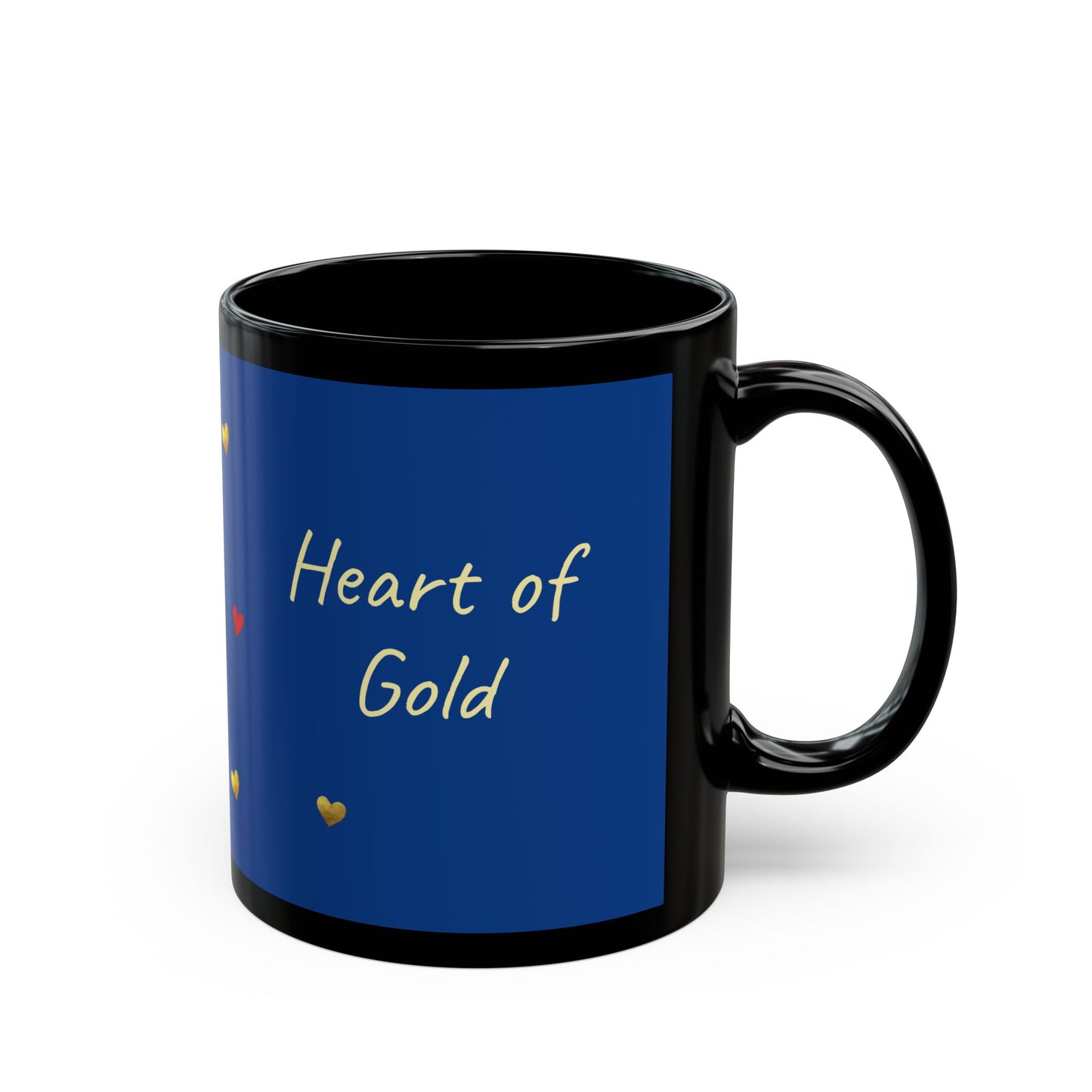 Dark Blue on Black Mug - Heart of Gold (11oz)