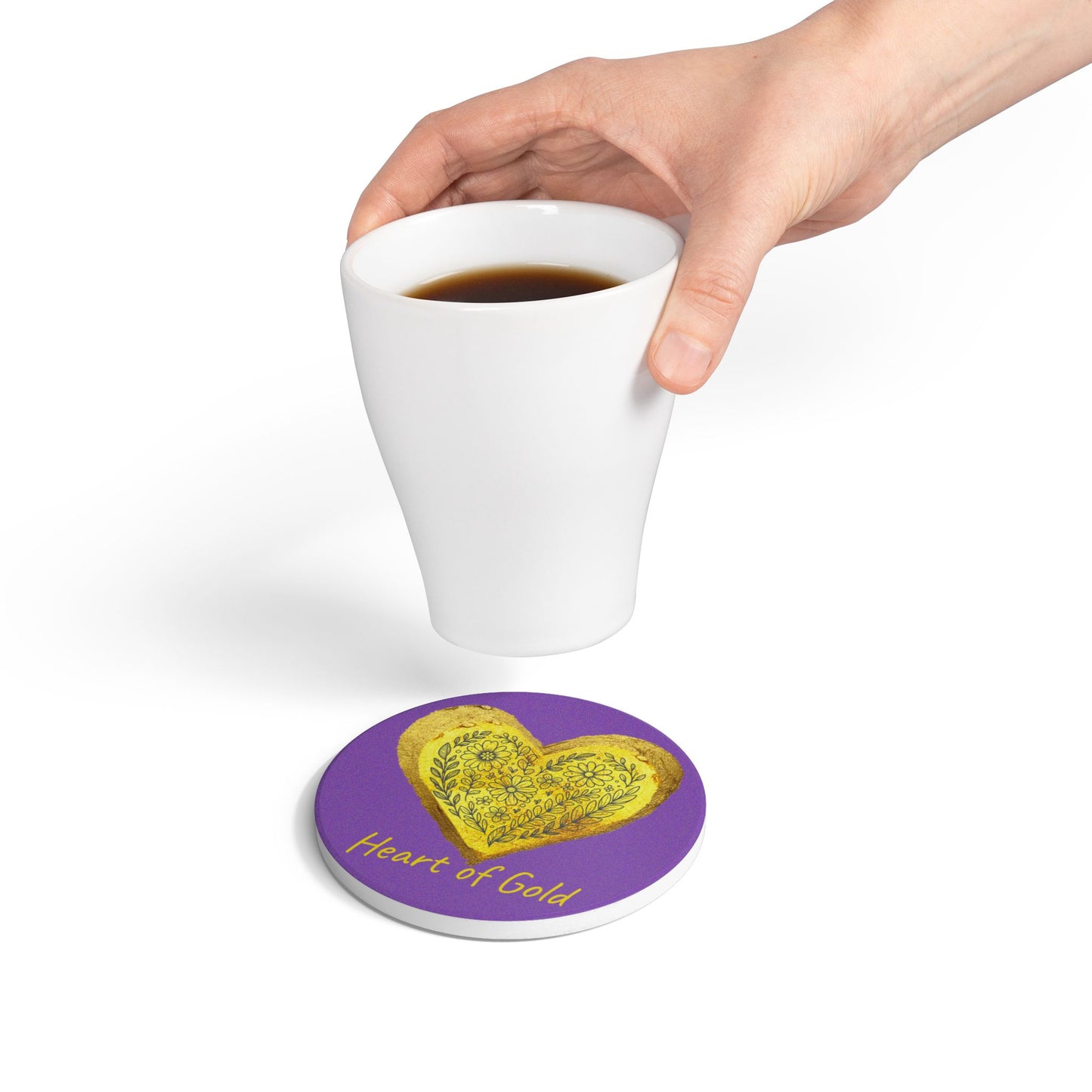 Purple Ceramic Coaster - Heart of Gold