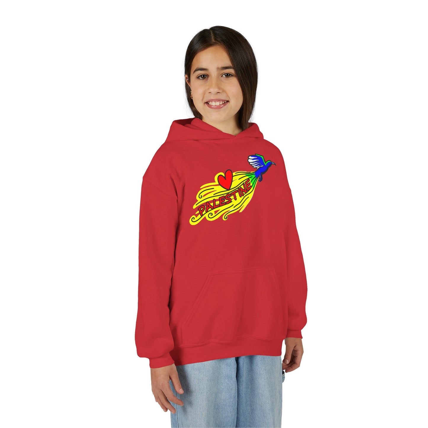 Youth Heavy Blend Hooded Sweatshirt - Love Palestine