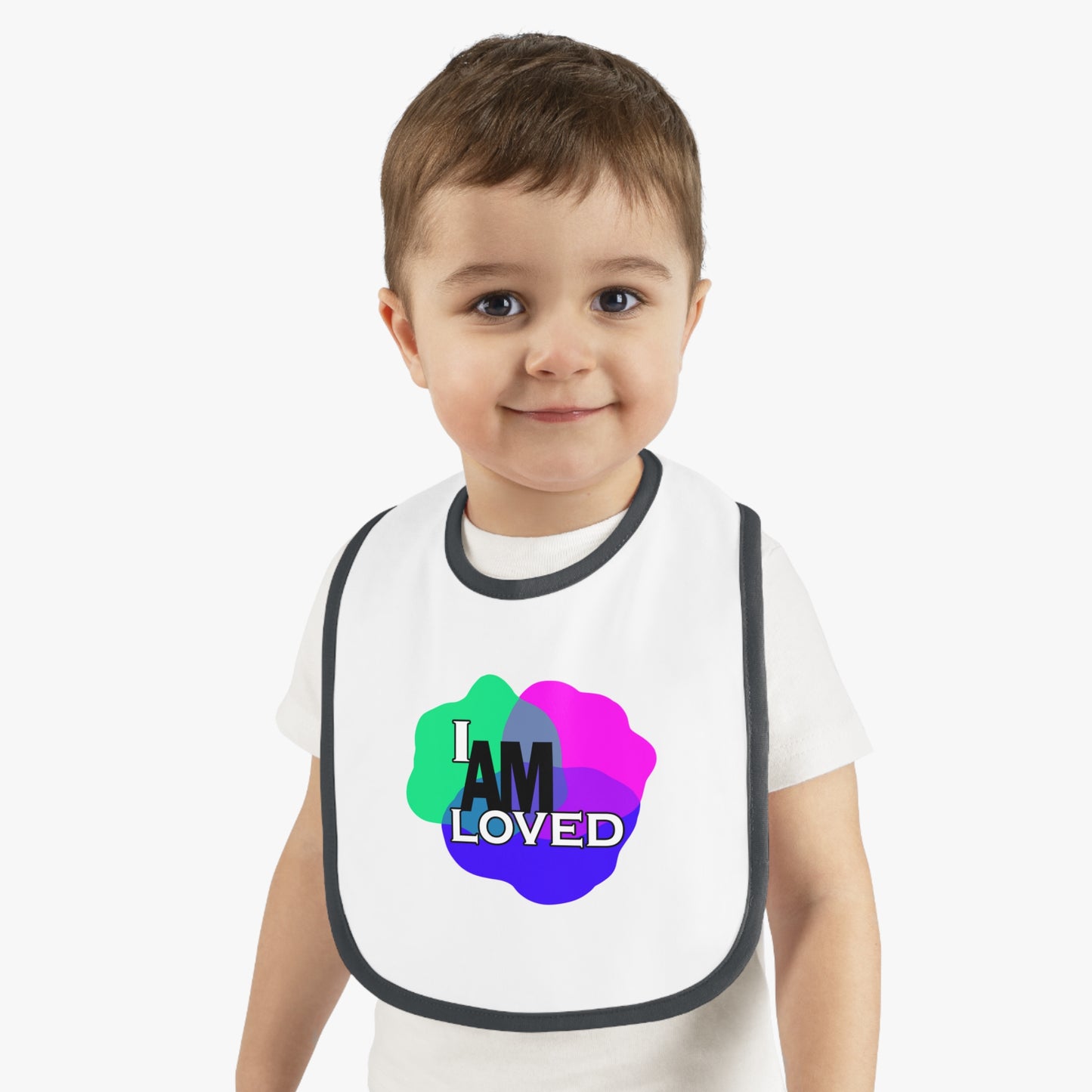 Baby Contrast Trim Jersey Bib - I am Loved 1