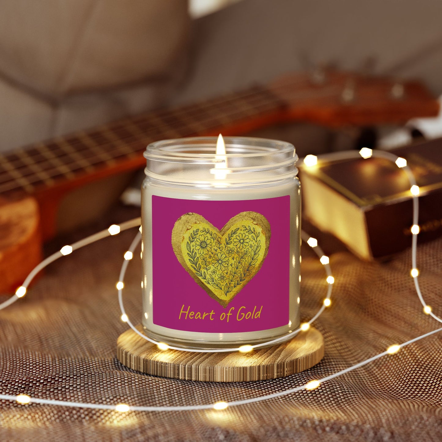 Scented Candle, Coconut Apricot Wax (9oz) - Pink