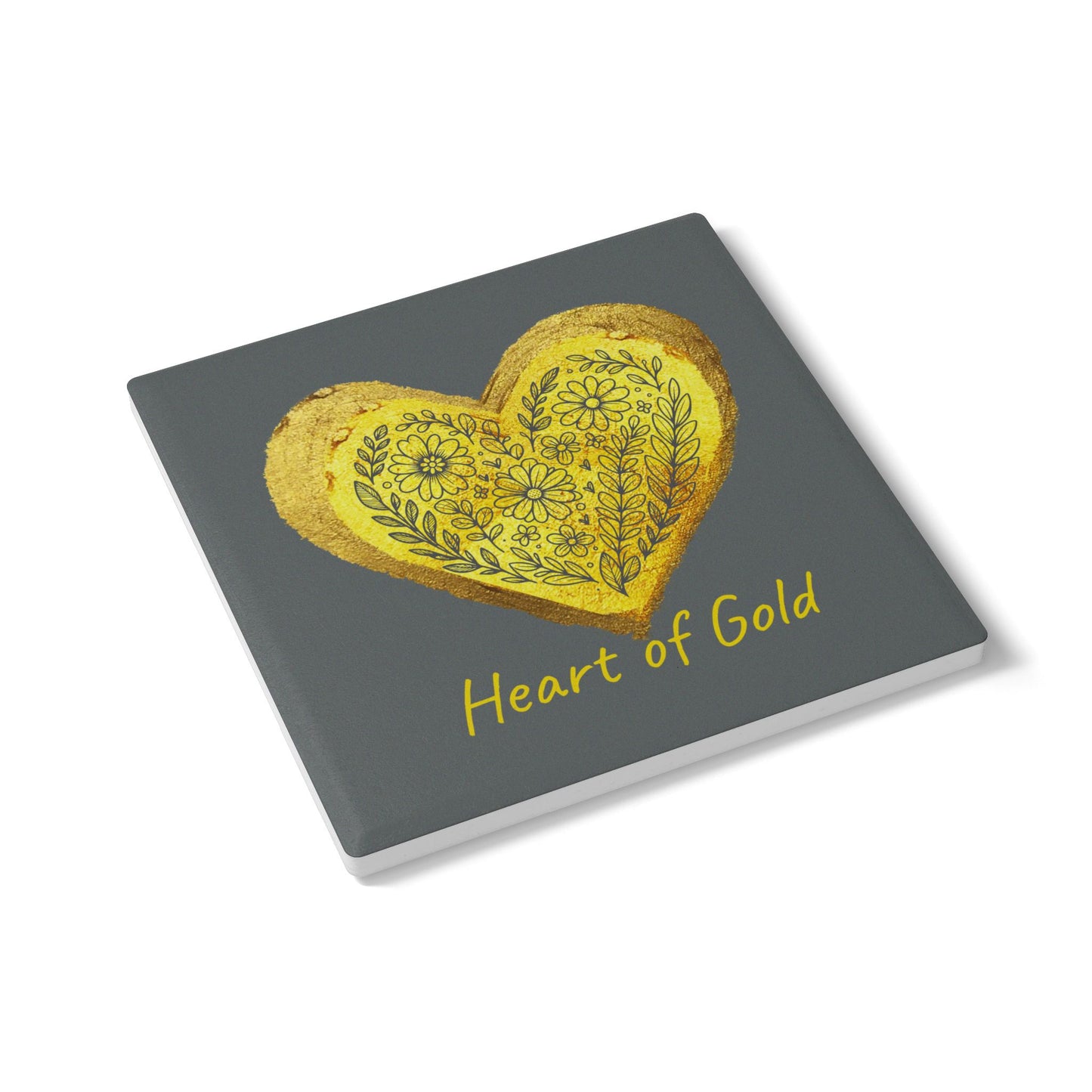 Gray Ceramic Coaster - Heart of Gold
