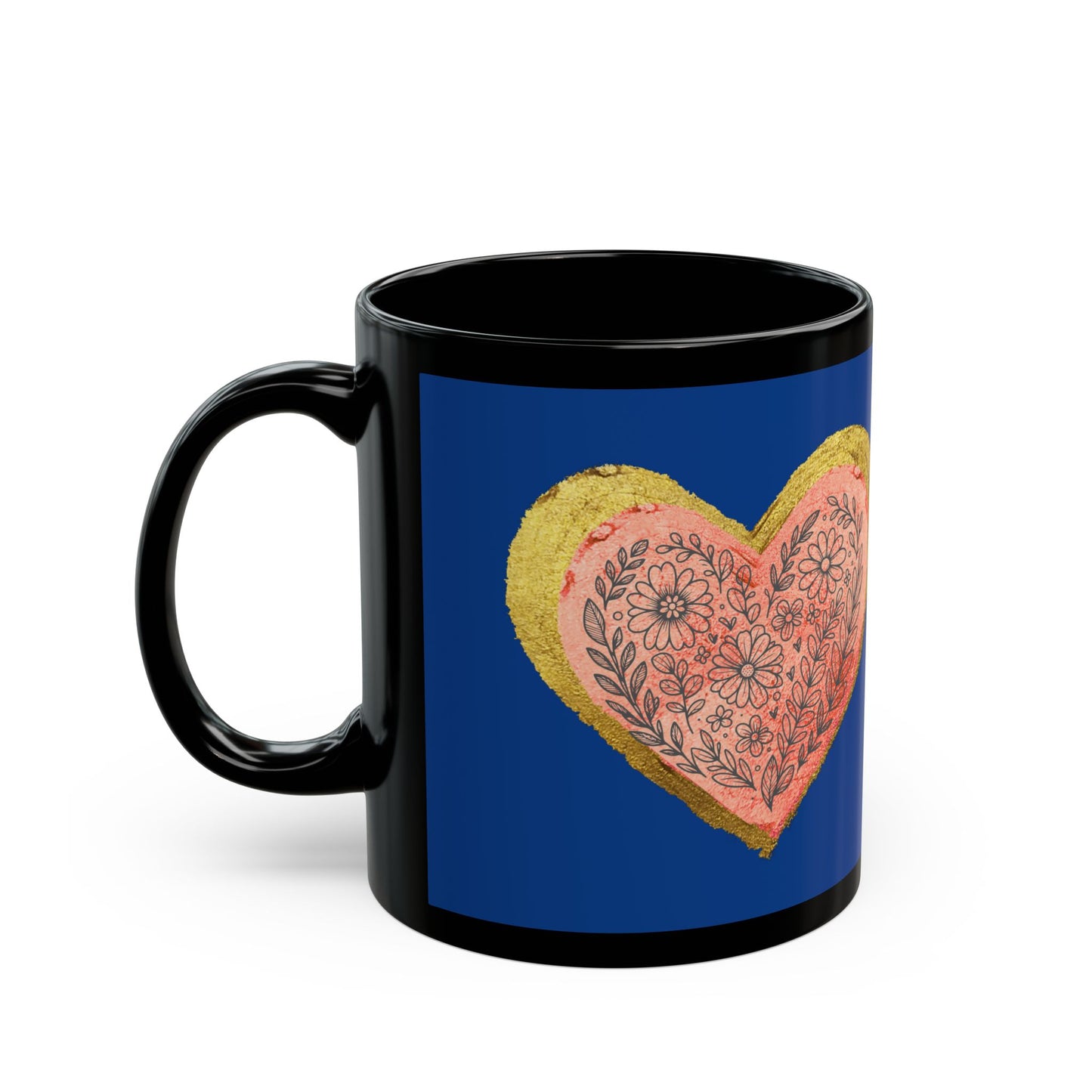 Dark Blue on Black Mug - Follow your heart (11oz)