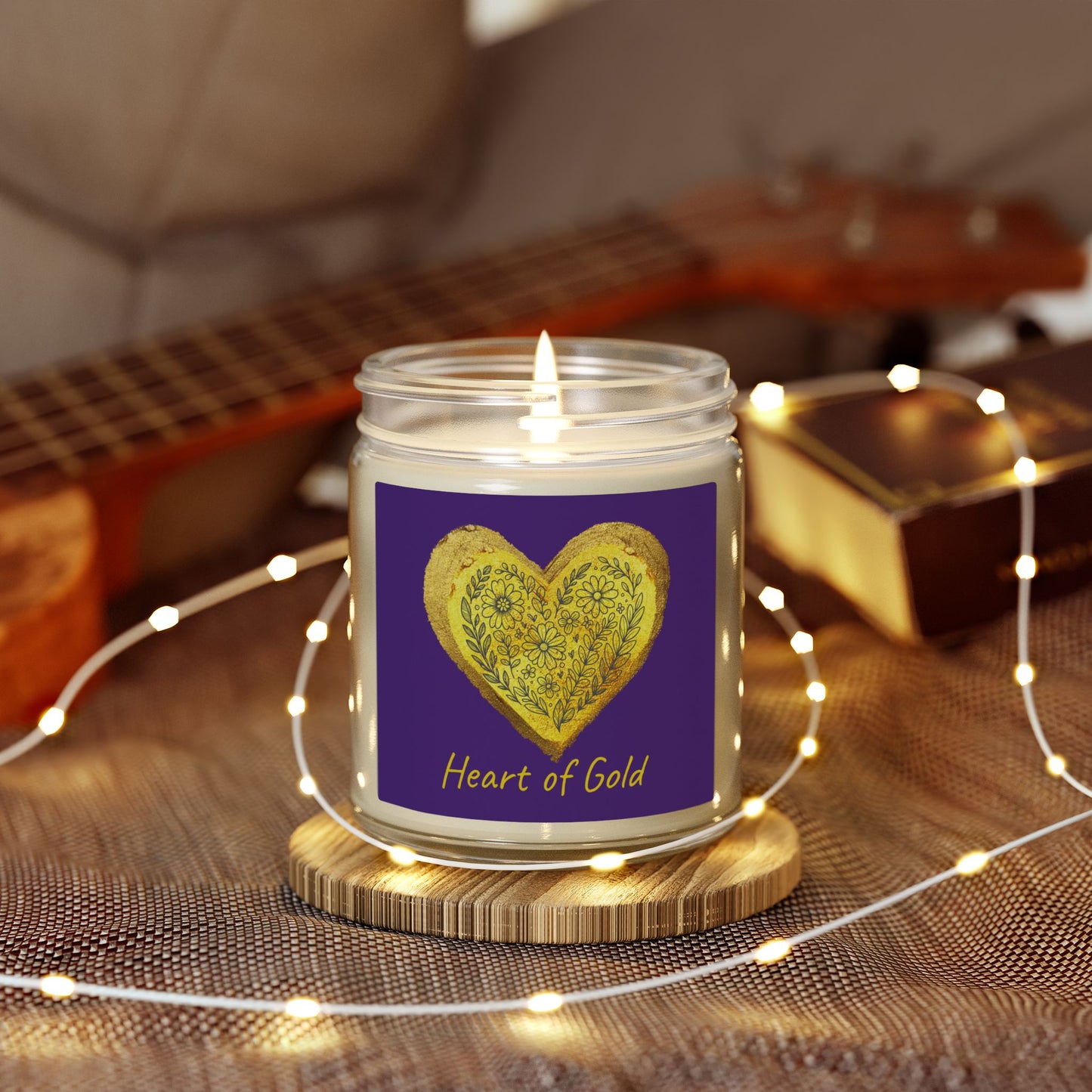 Scented Candle, Coconut Apricot Wax (9oz) - Dark Purple