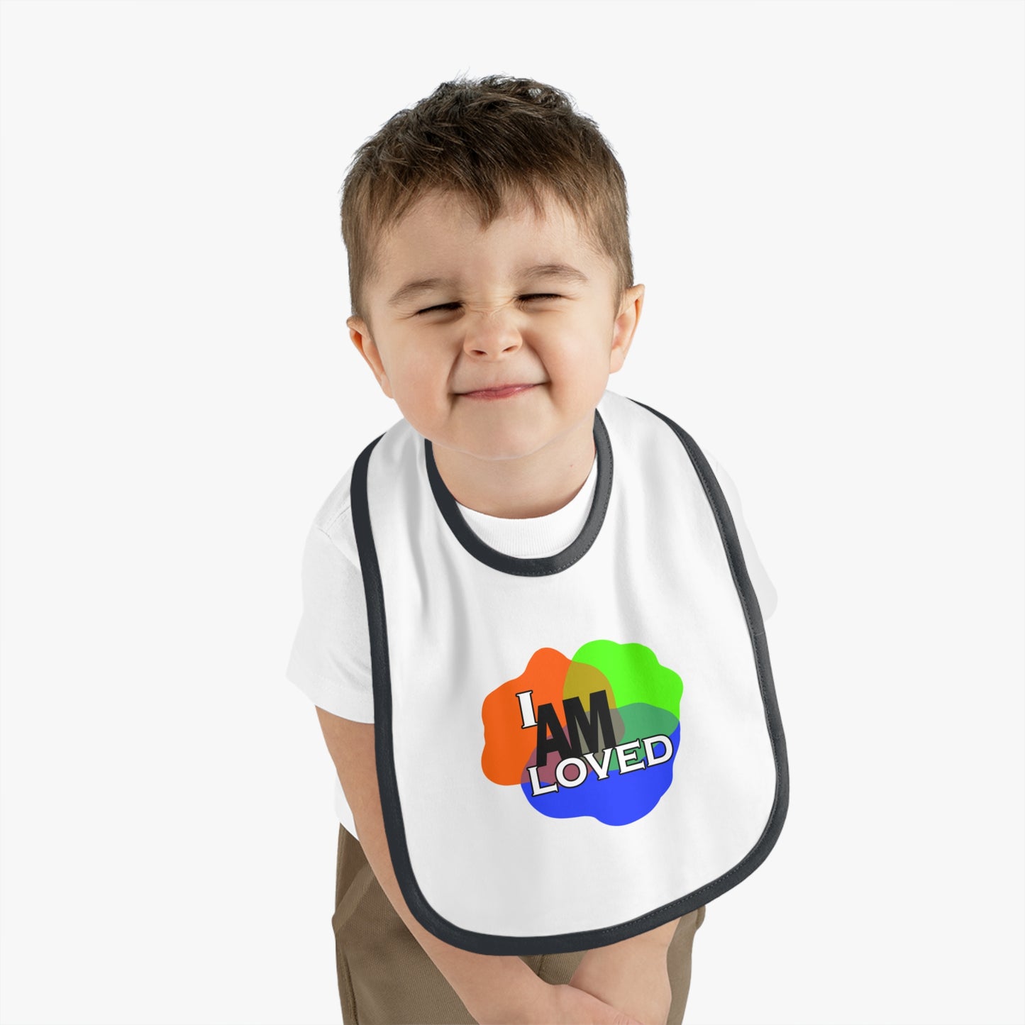 Baby Contrast Trim Jersey Bib - I am Loved 2