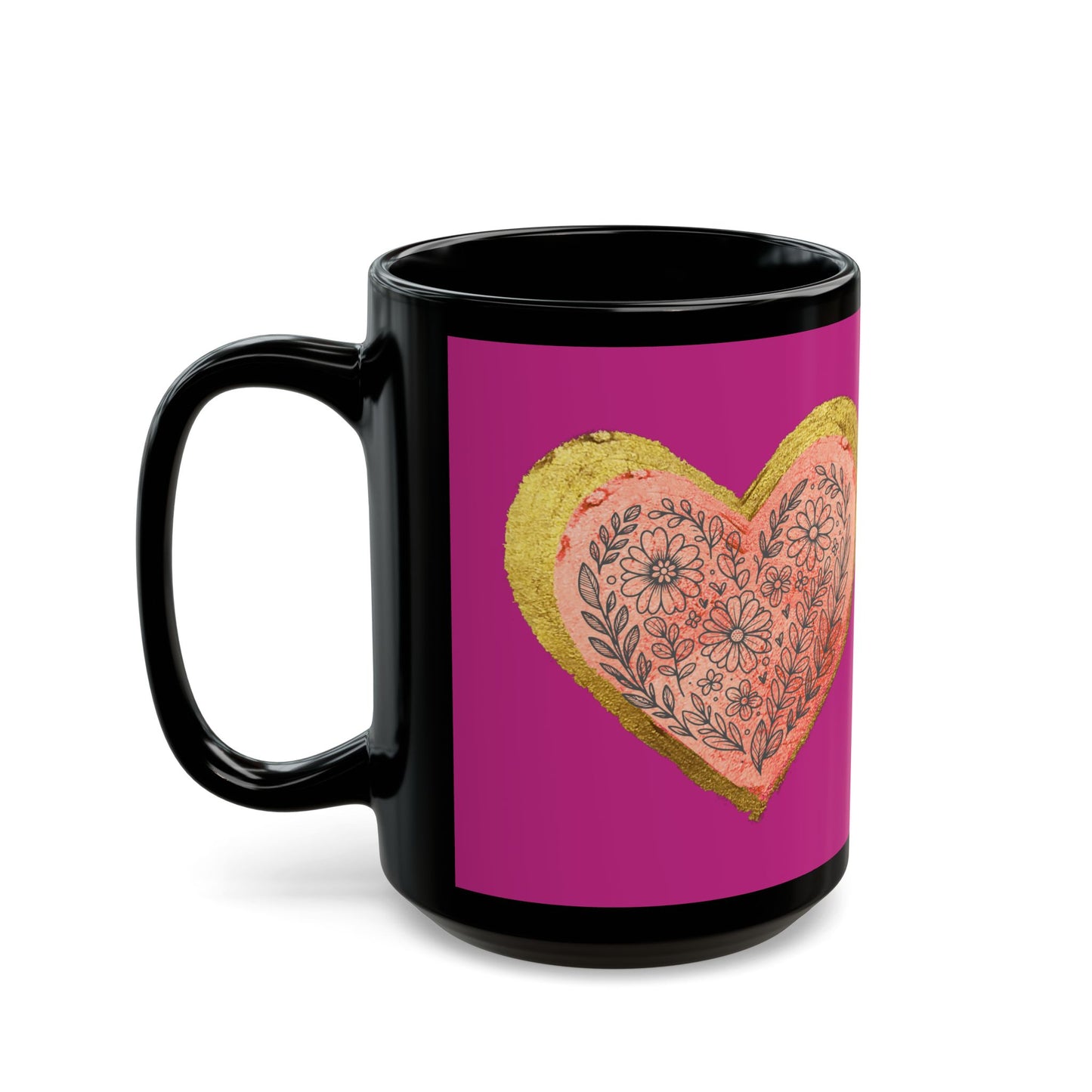 Pink on Black Mug - Follow your heart (15oz)