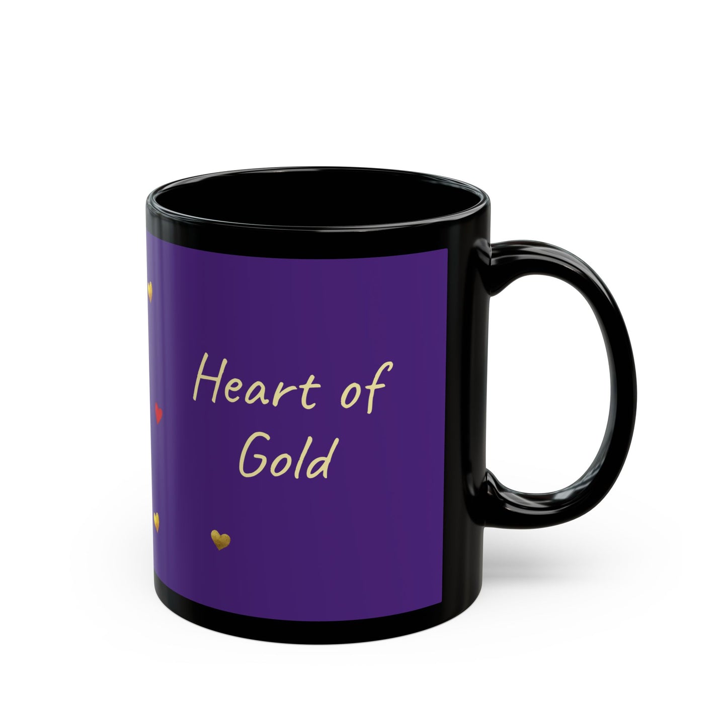 Purple on Black Mug - Heart of Gold (11oz)
