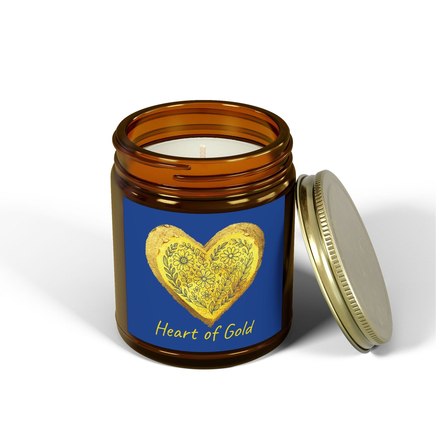 Scented Candle, Coconut Apricot Wax (9oz) - Dark Blue