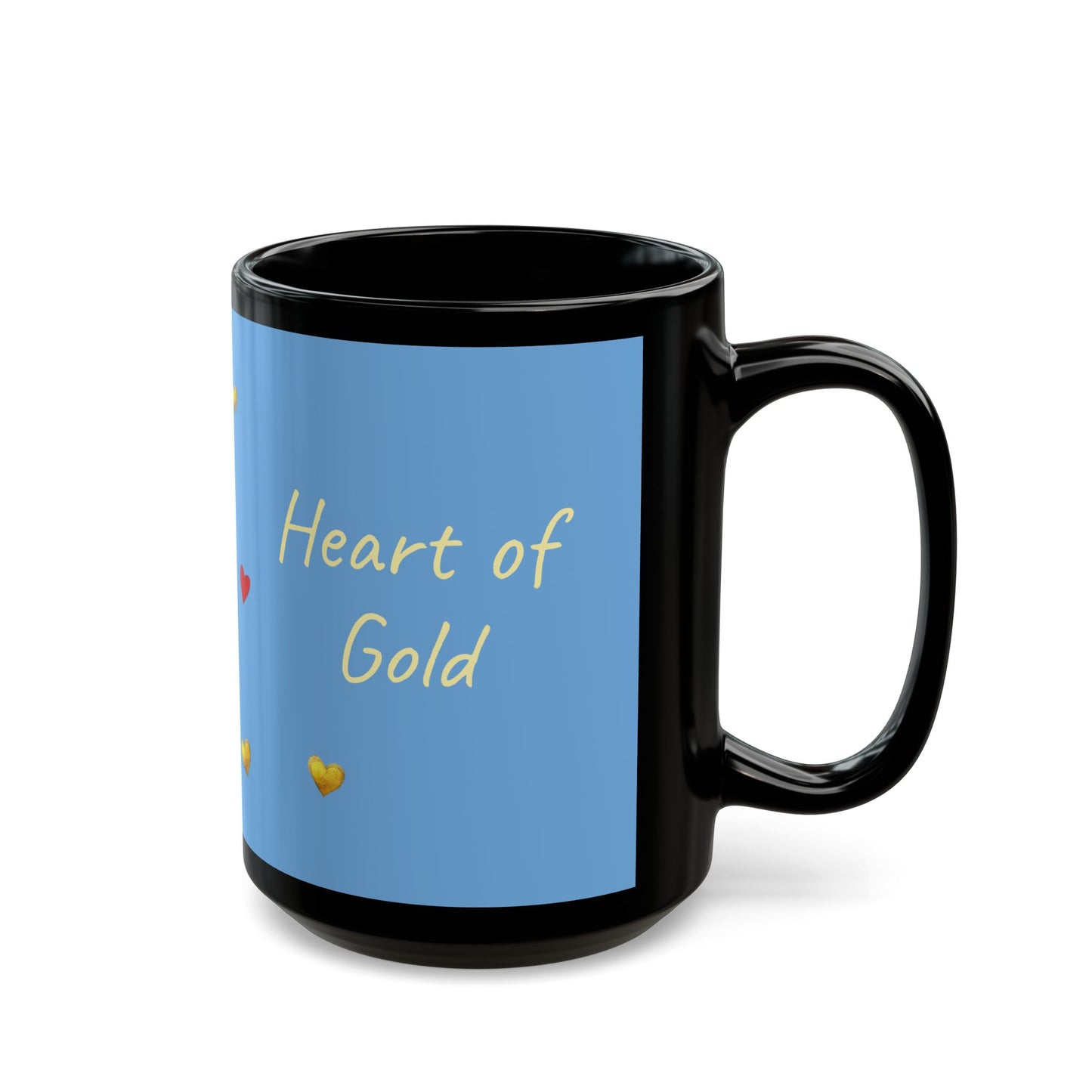 Light Blue on Black Mug - Heart of Gold (15oz)