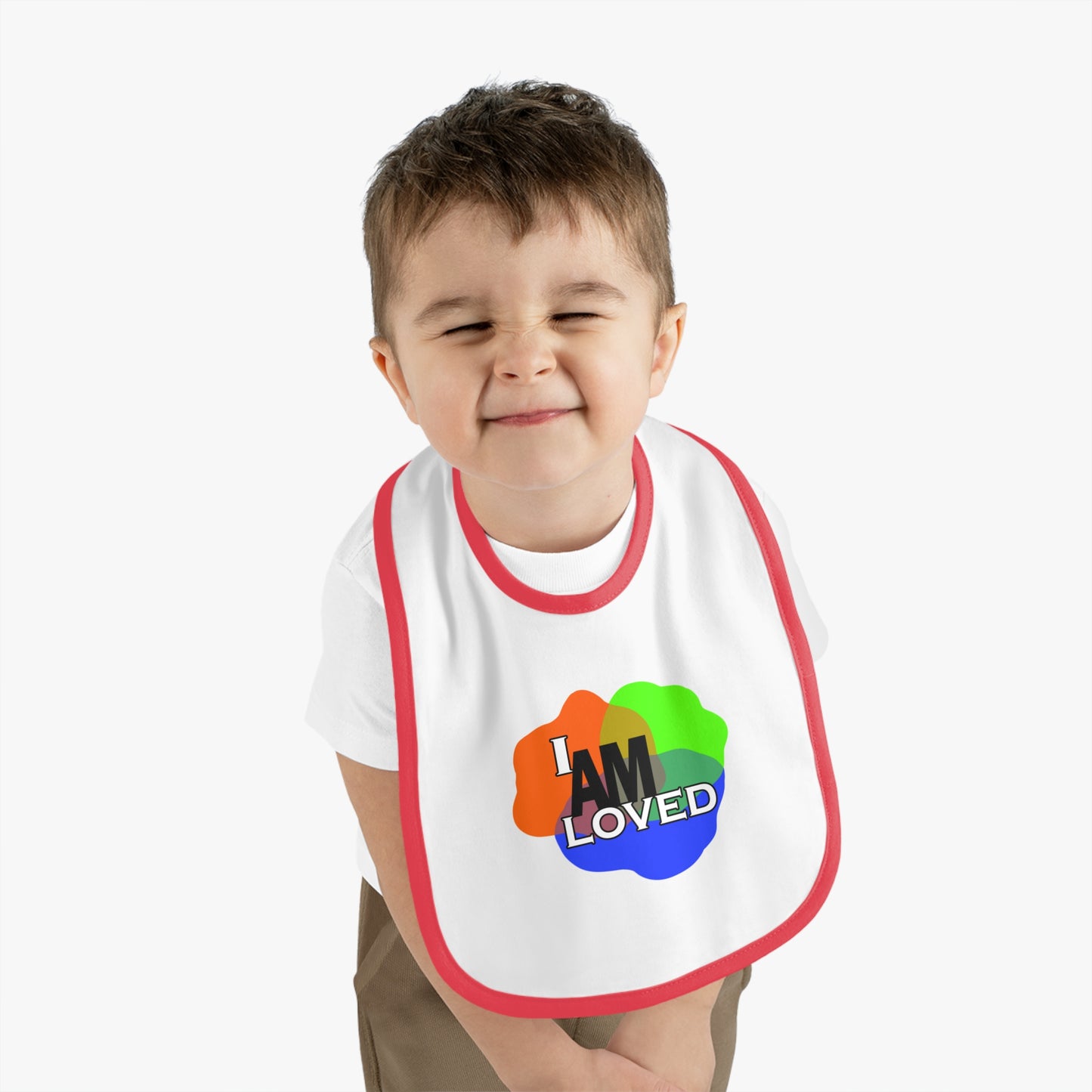Baby Contrast Trim Jersey Bib - I am Loved 2