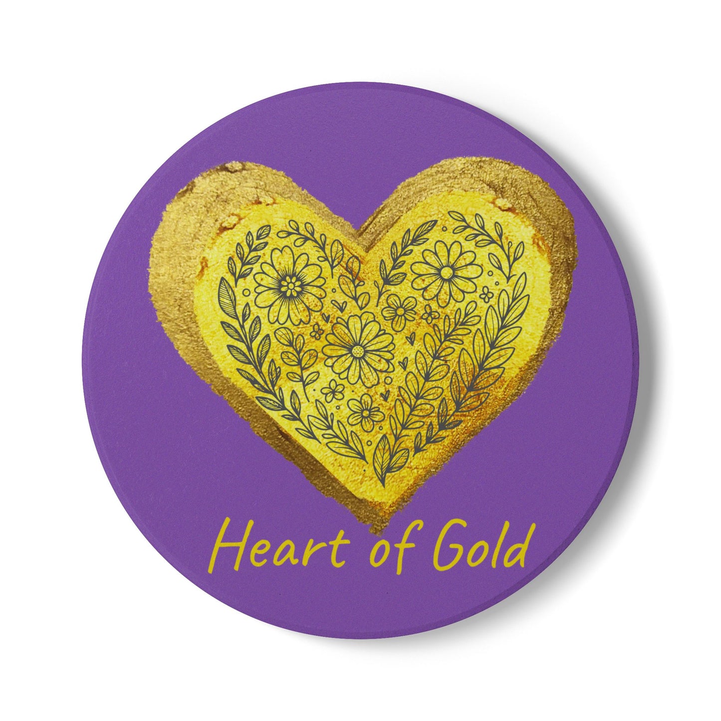 Purple Ceramic Coaster - Heart of Gold