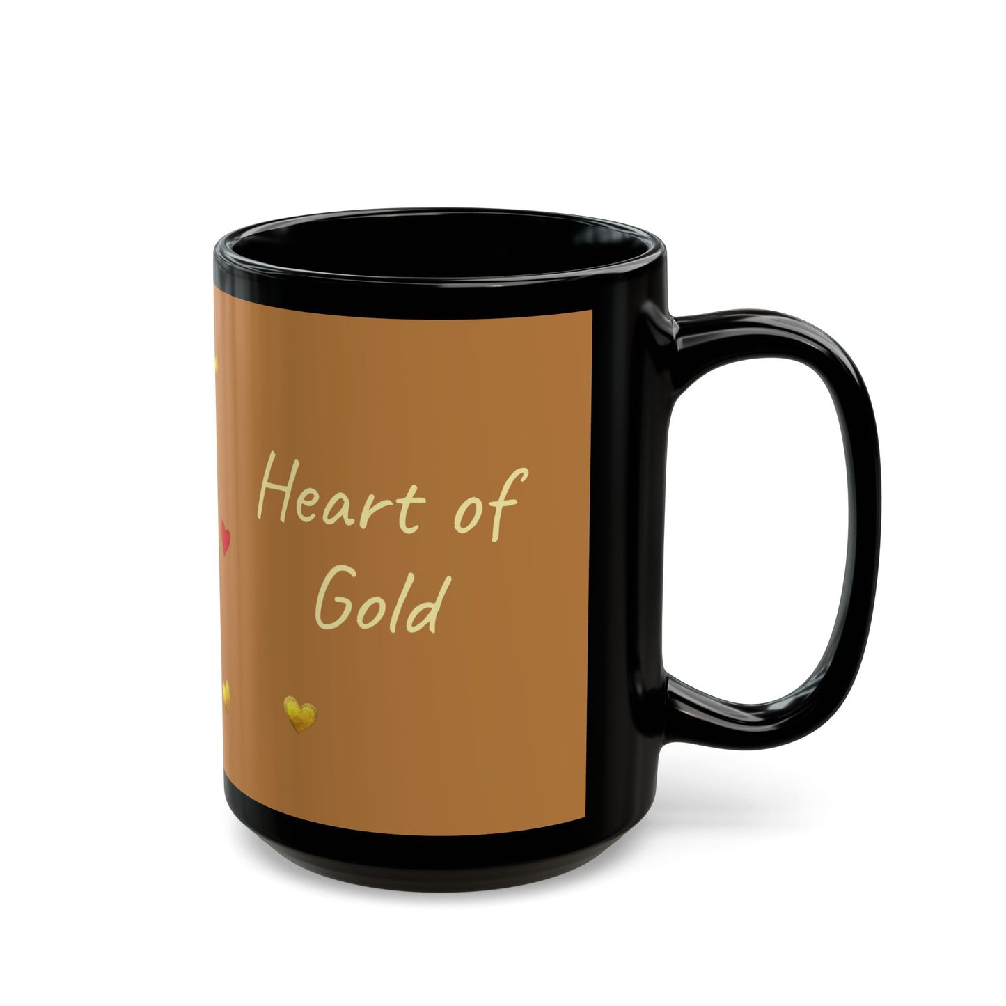 Brown on Black Mug - Heart of Gold (15oz)